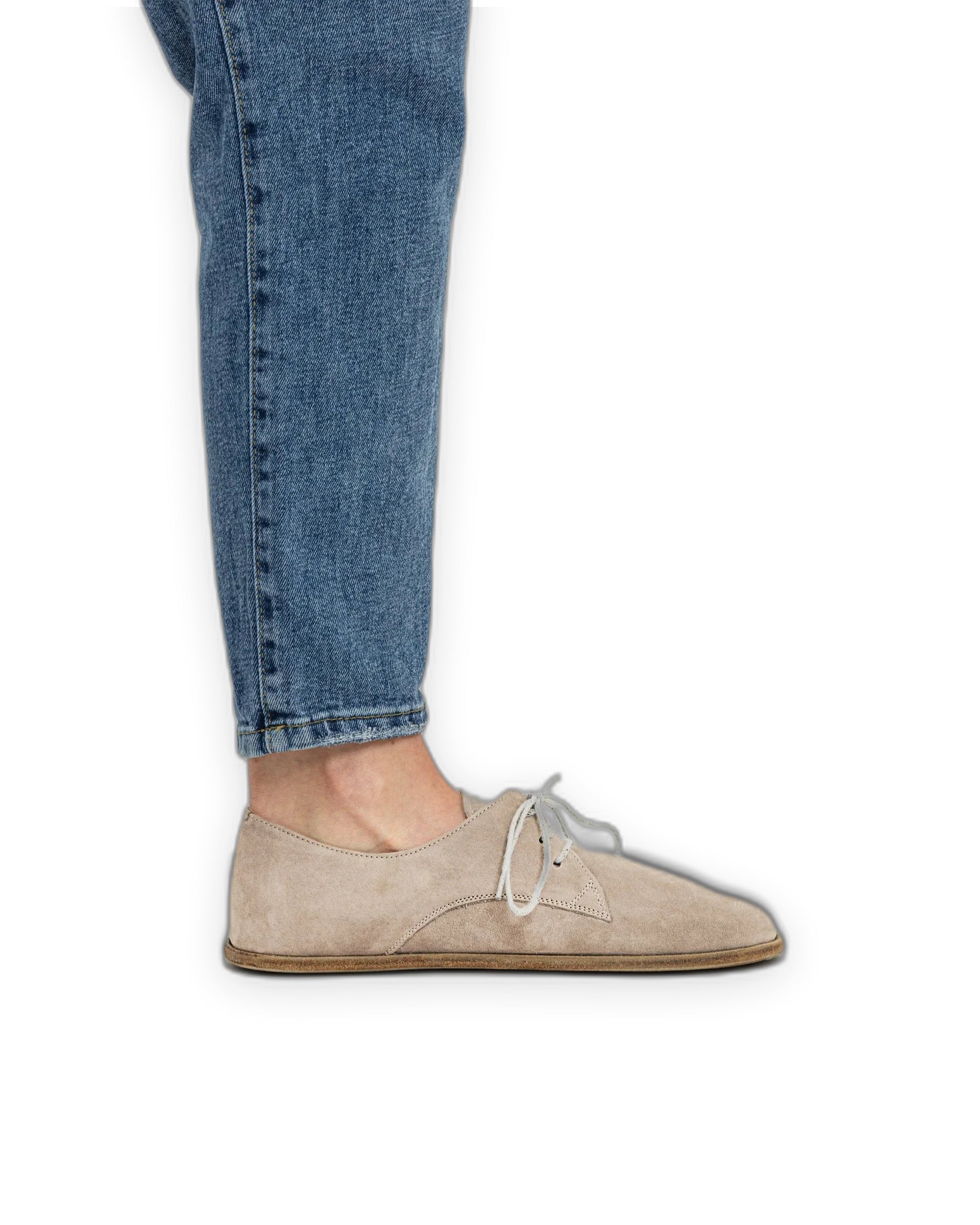 Pair Beige Oxford Shoes - Barefoot Wide Toe Calf Leather | Bespoky