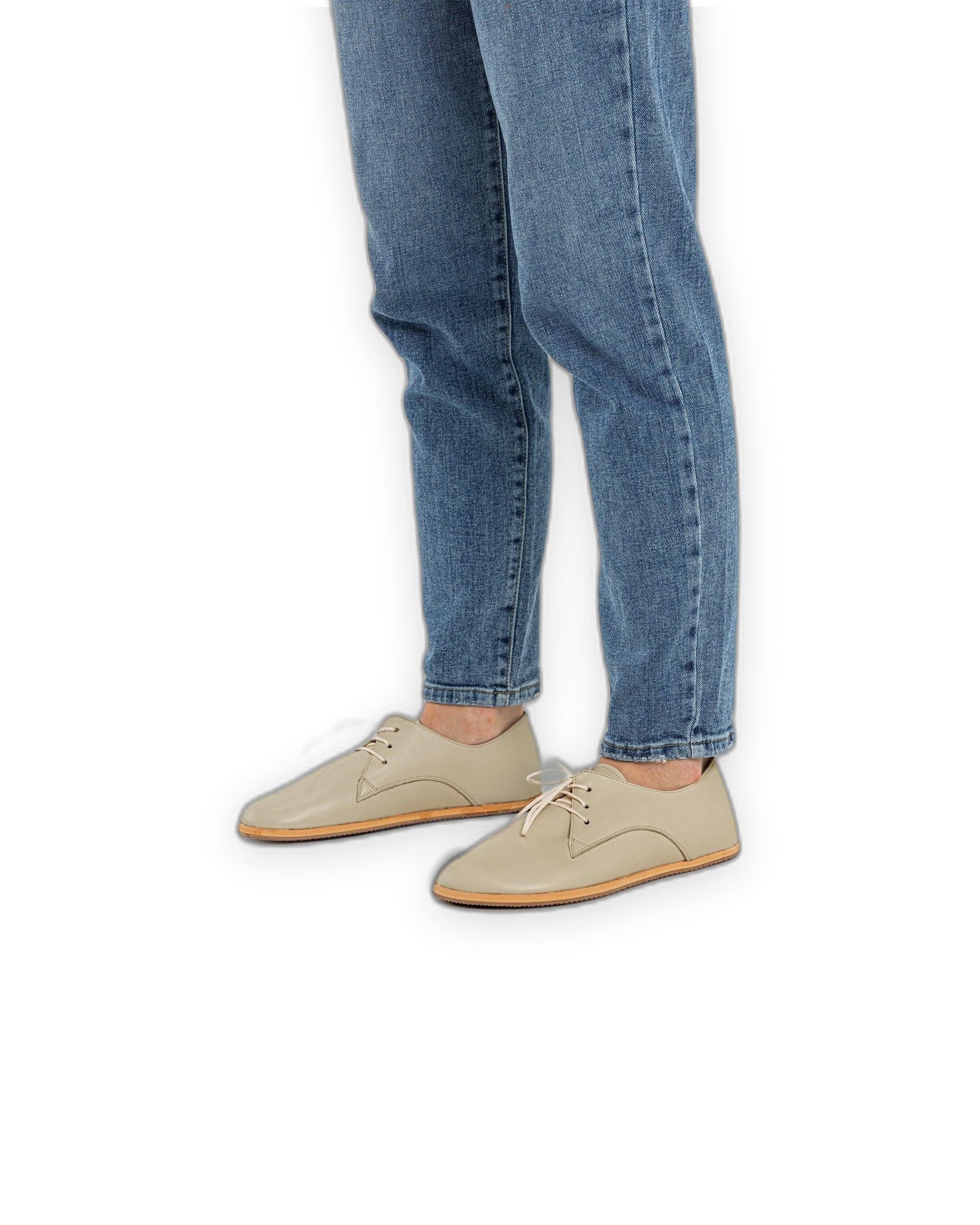 Detail Beige Oxford Shoes - Handcrafted Calf Leather Turkey | Bespoky