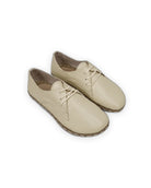Women's Beige Oxford Shoes - Handcrafted Calf Leather Wide Toe Box | Bespoky