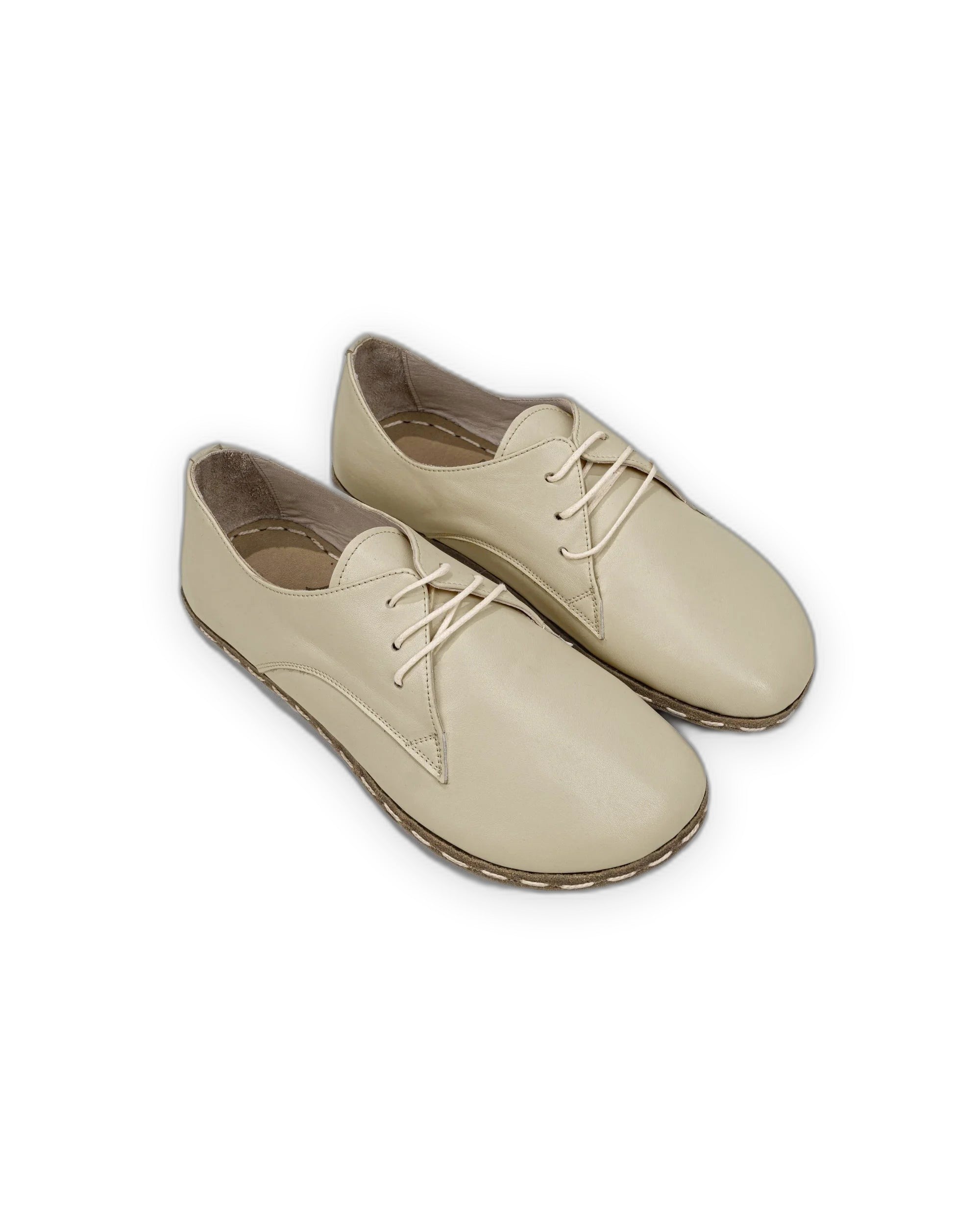 Women's Beige Oxford Shoes - Handcrafted Calf Leather Wide Toe Box | Bespoky