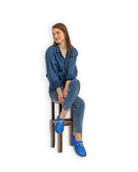Close-up calf leather - Blue Oxford Shoes Detail | Bespoky