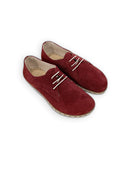 Women's Burgundy Oxford Shoes - Handcrafted Calf Leather Wide Toe Box | Bespoky