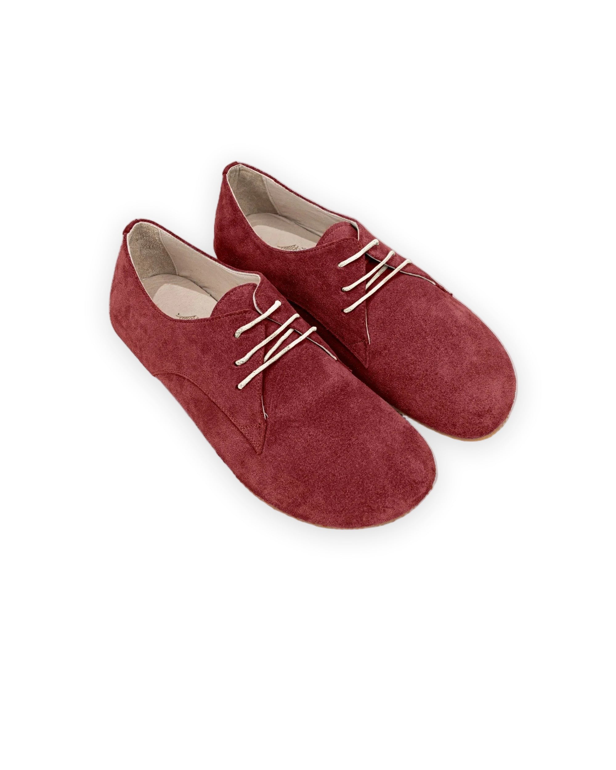 Women's Burgundy Oxford Shoes - Handcrafted Calf Leather Wide Toe Box | Bespoky