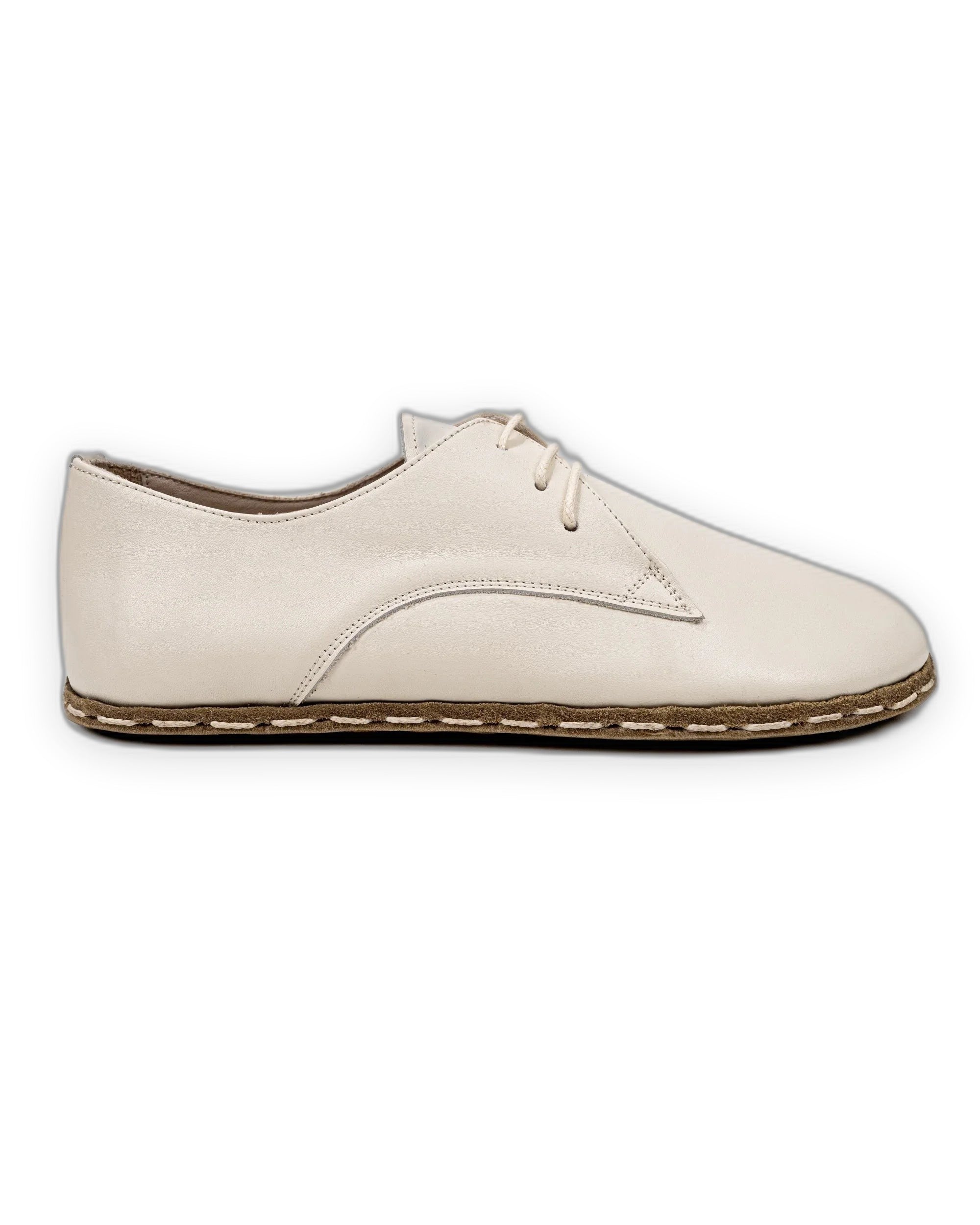 Side view Cream Oxford Shoes - Calf Leather Zero Drop | Bespoky