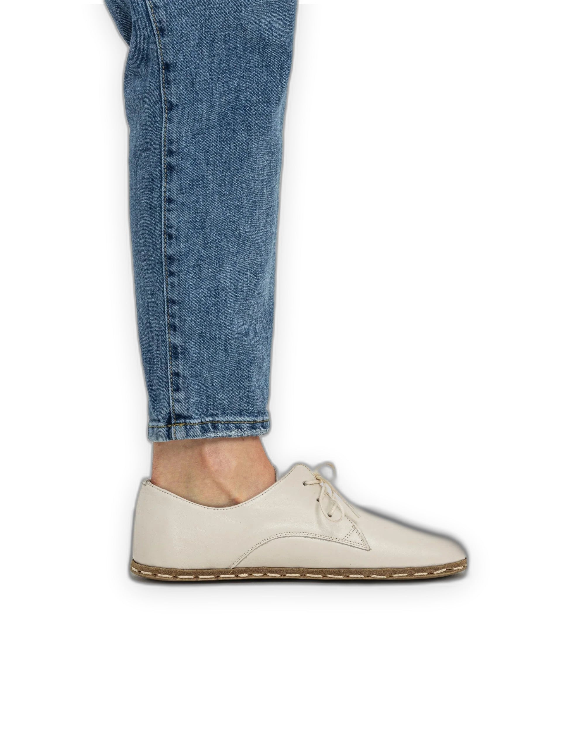 Pair Cream Oxford Shoes - Barefoot Wide Toe Calf Leather | Bespoky