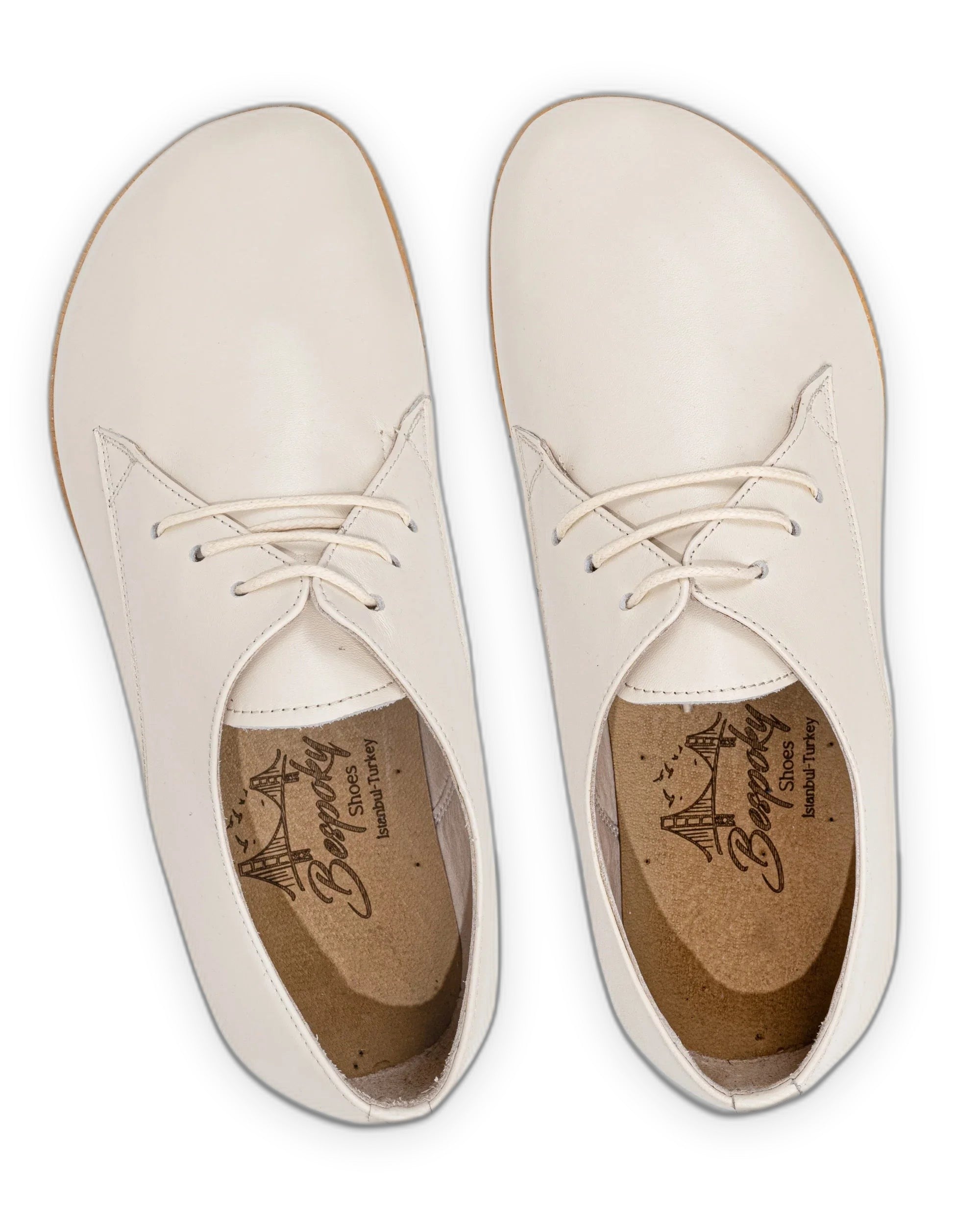 Side view Cream Oxford Shoes - Calf Leather Zero Drop | Bespoky