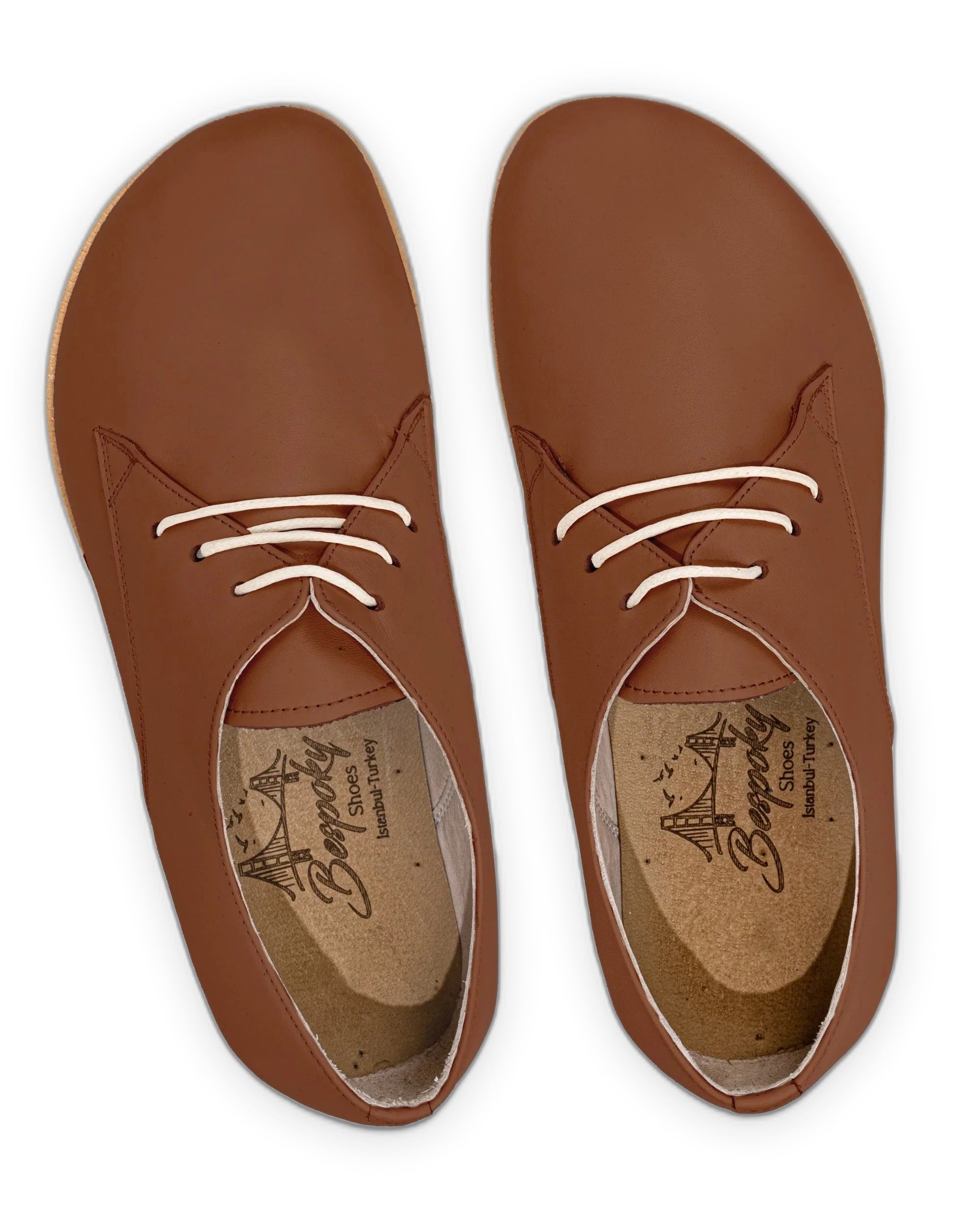Pair Dark Brown Oxford Shoes - Barefoot Wide Toe Calf Leather | Bespoky
