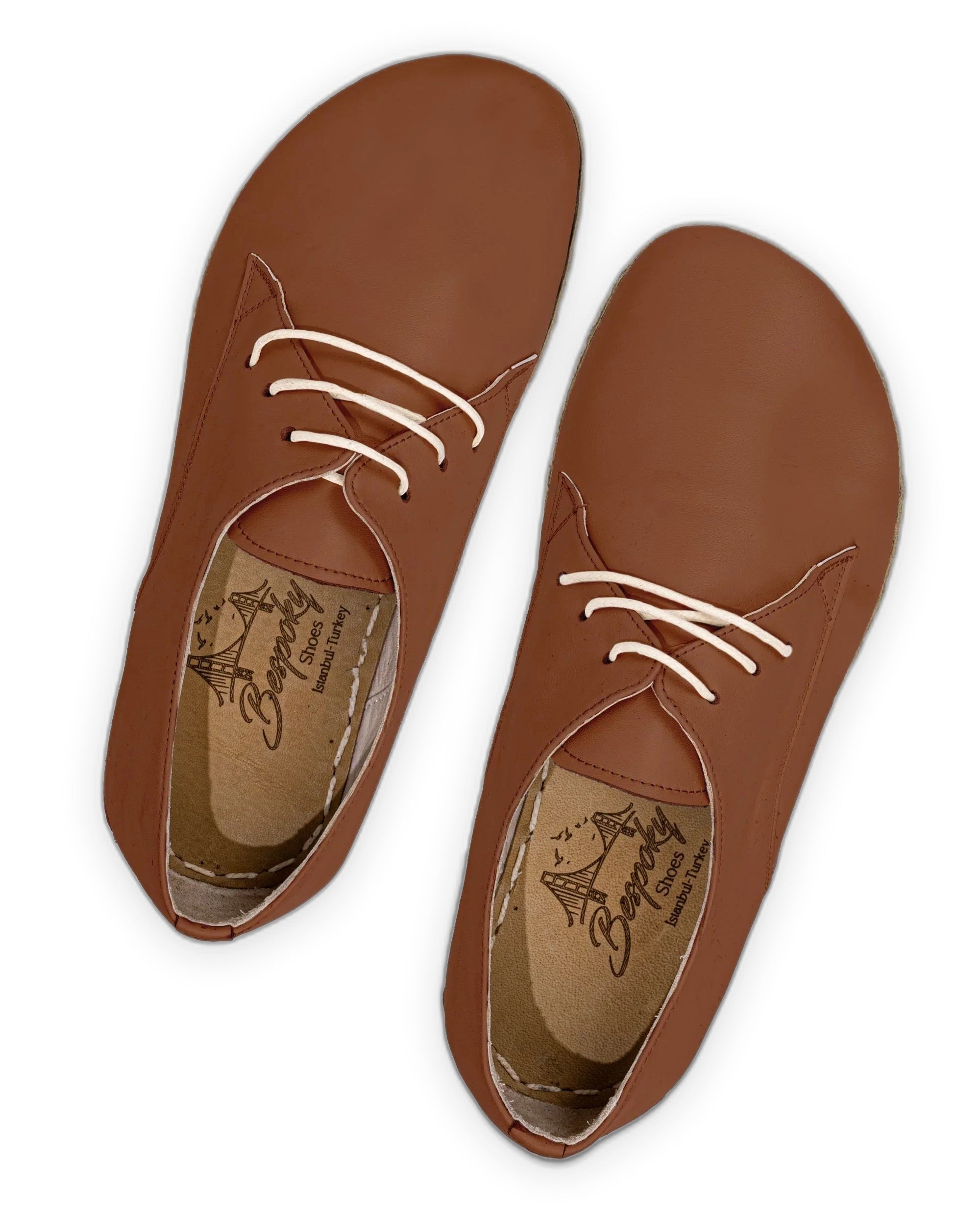 Pair Dark Brown Oxford Shoes - Barefoot Wide Toe Calf Leather | Bespoky