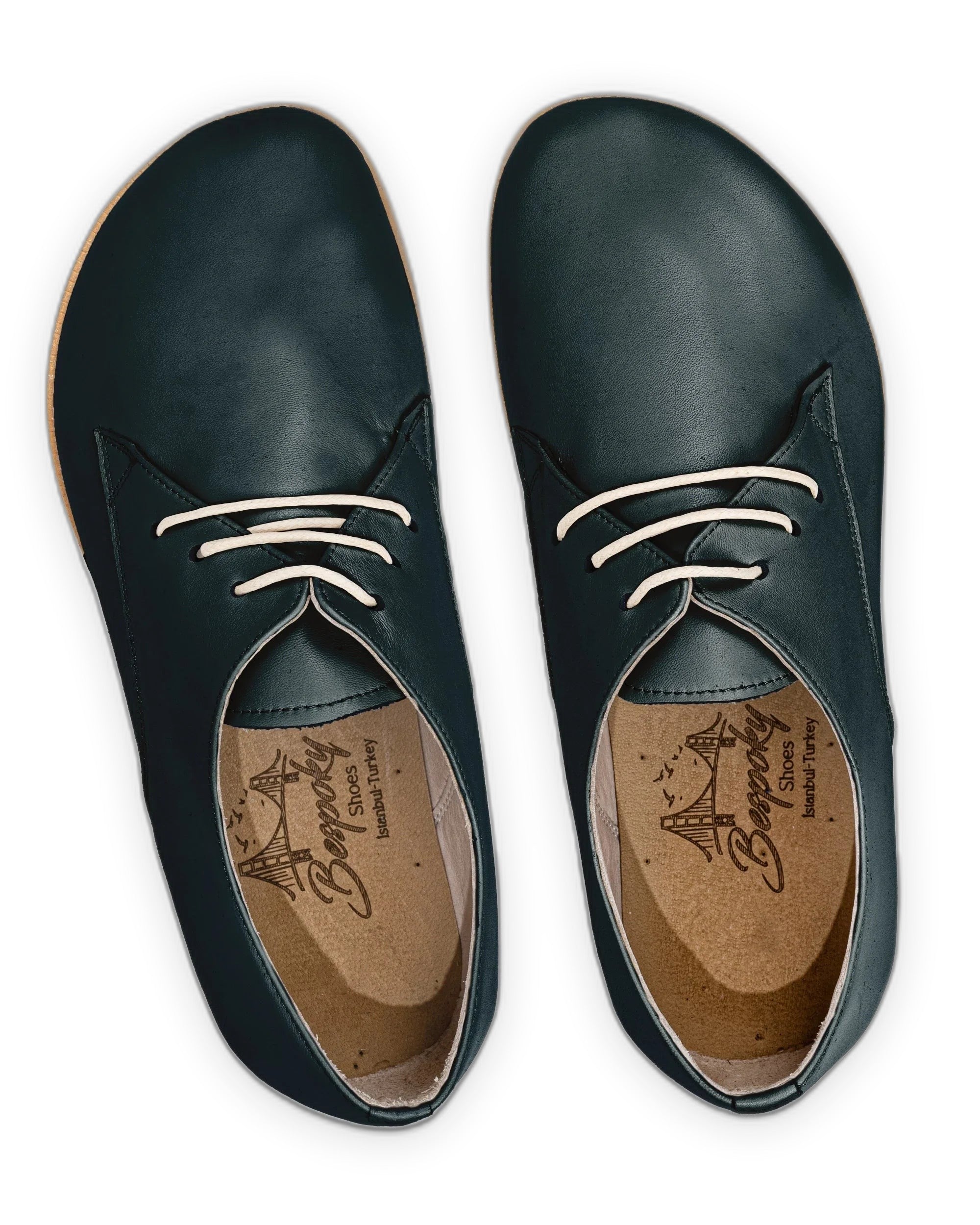 Side view Dark Green Oxford Shoes - Calf Leather Zero Drop | Bespoky