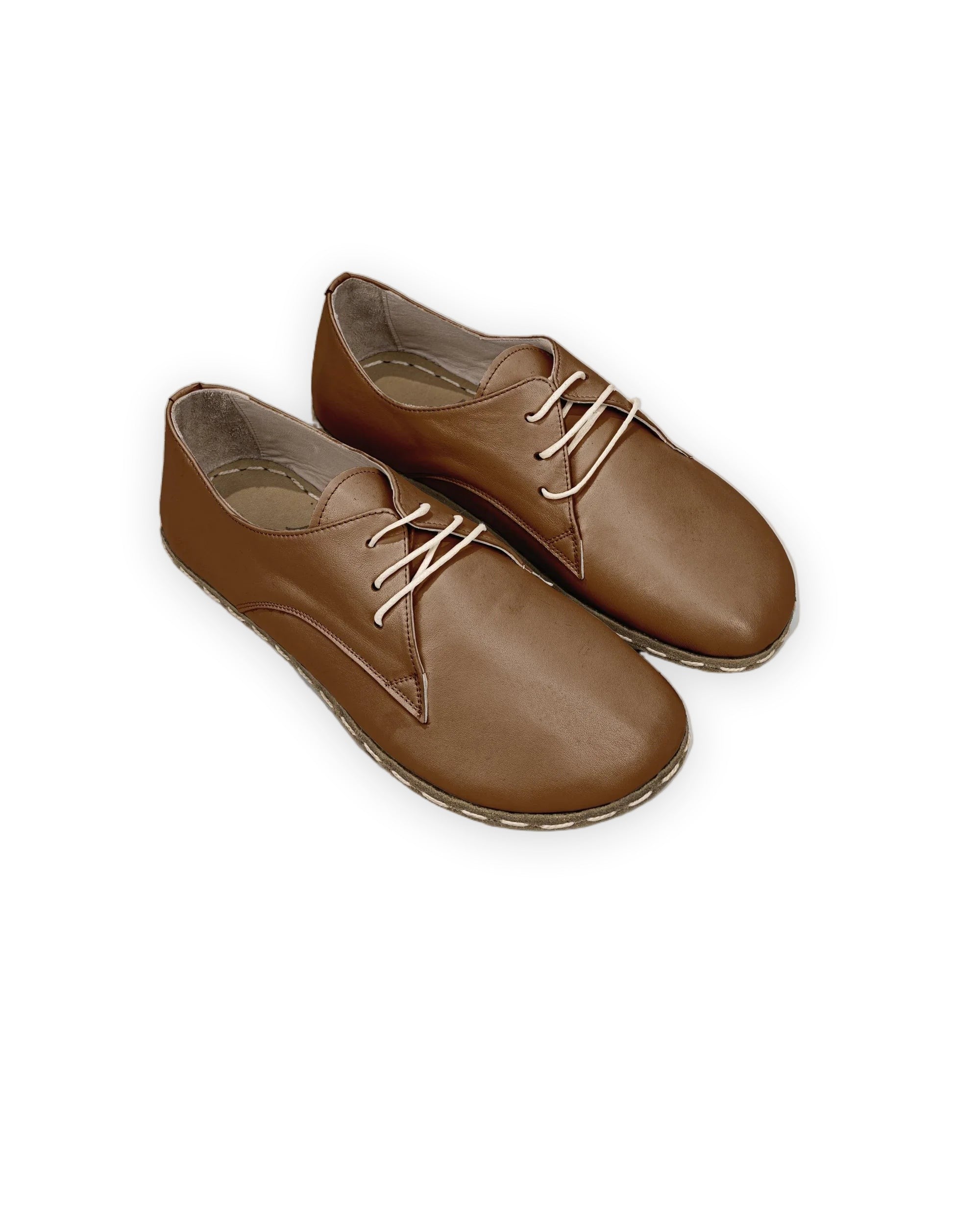 Women's Dark Tan Oxford Shoes - Handcrafted Calf Leather Wide Toe Box | Bespoky