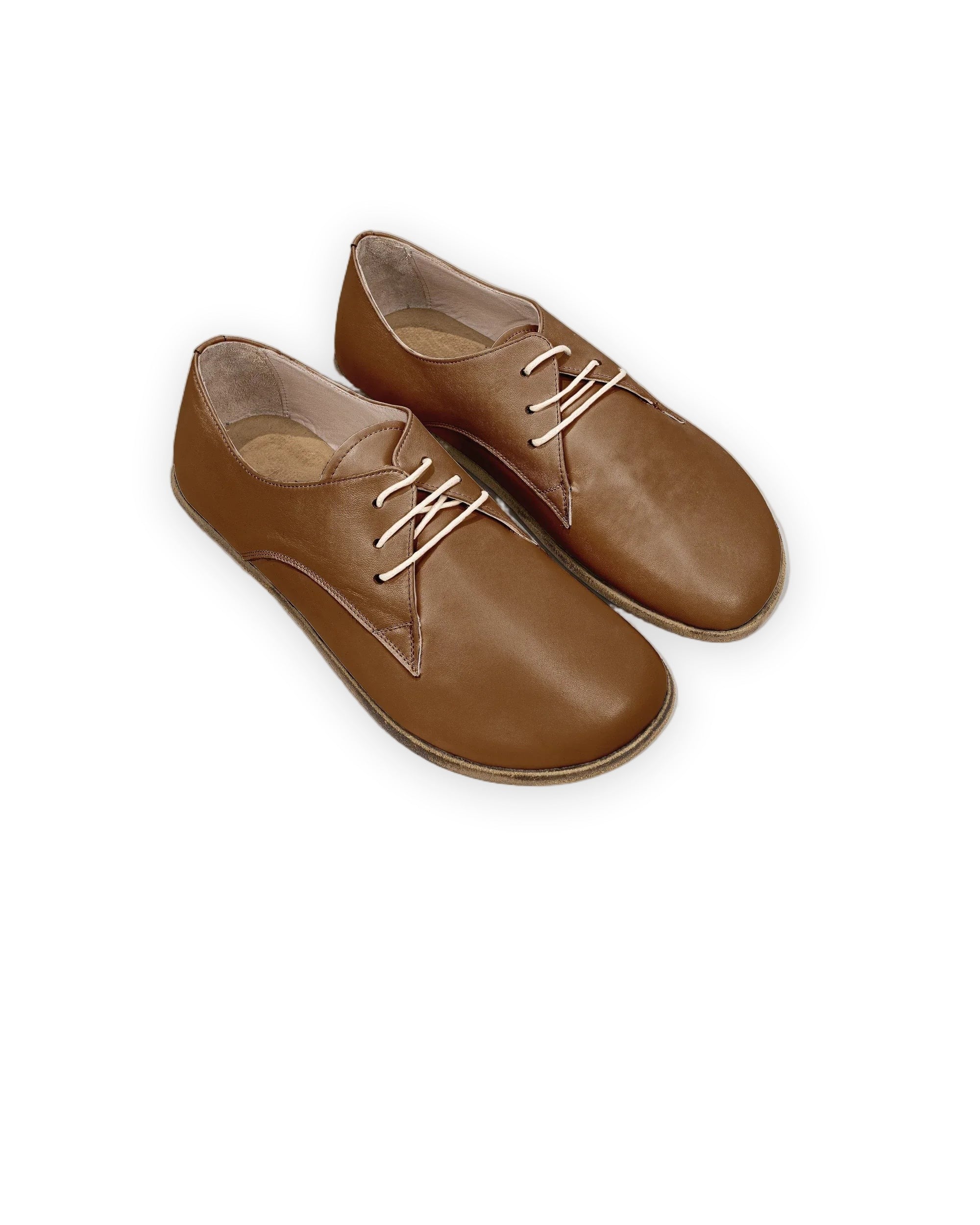 Women's Dark Tan Oxford Shoes - Handcrafted Calf Leather Wide Toe Box | Bespoky