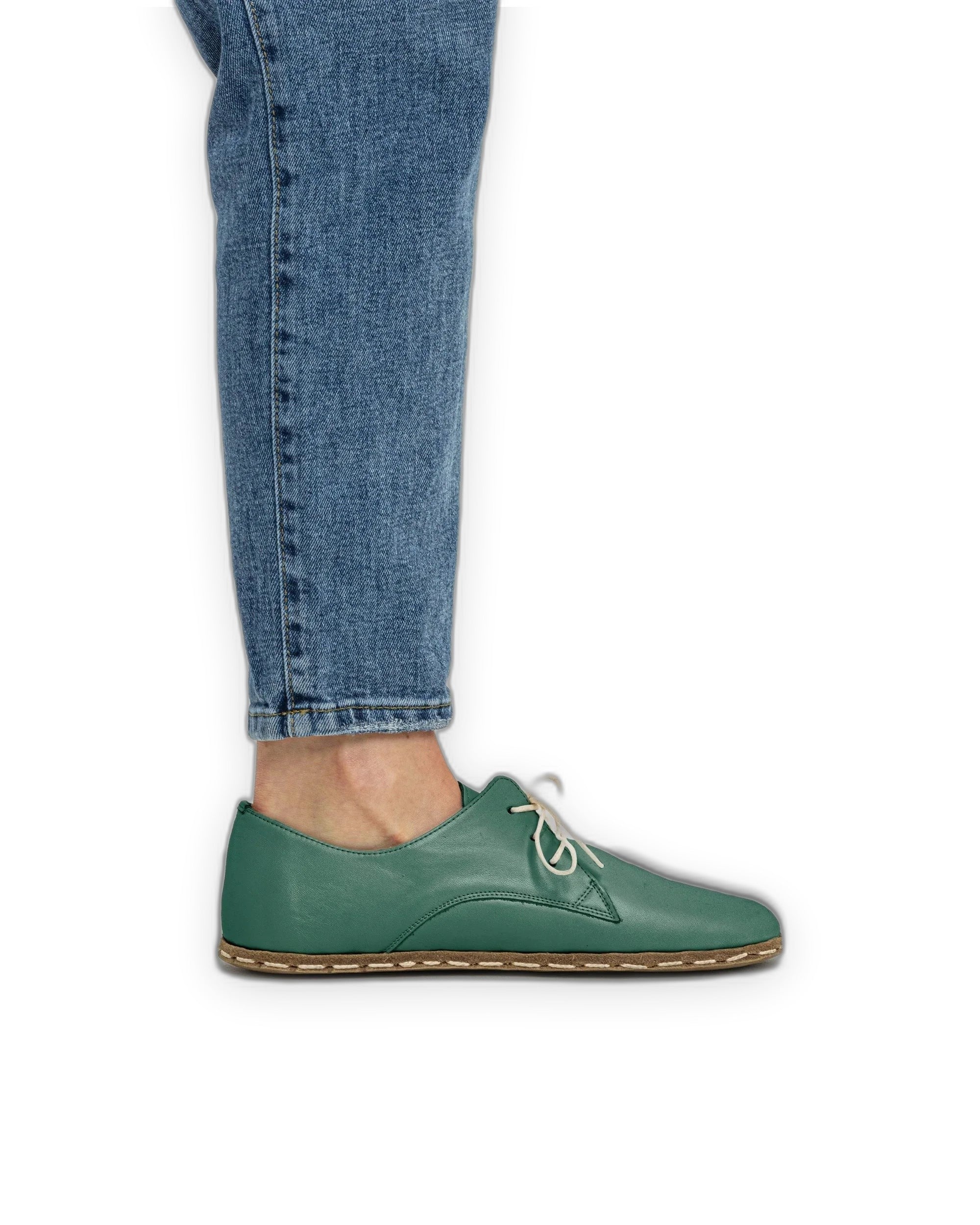 Detail Green Oxford Shoes - Handcrafted Calf Leather Turkey | Bespoky