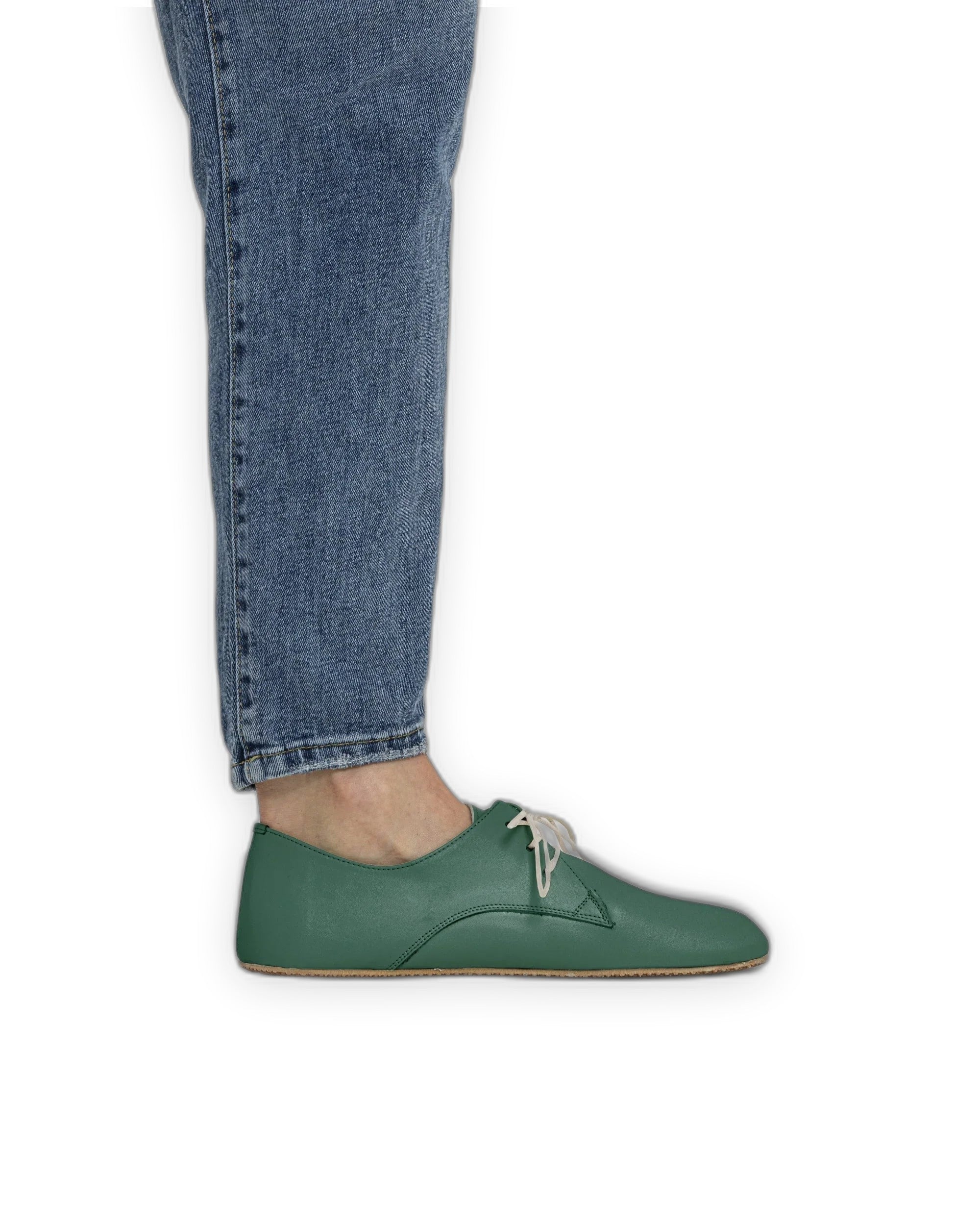 Pair Green Oxford Shoes - Barefoot Wide Toe Calf Leather | Bespoky