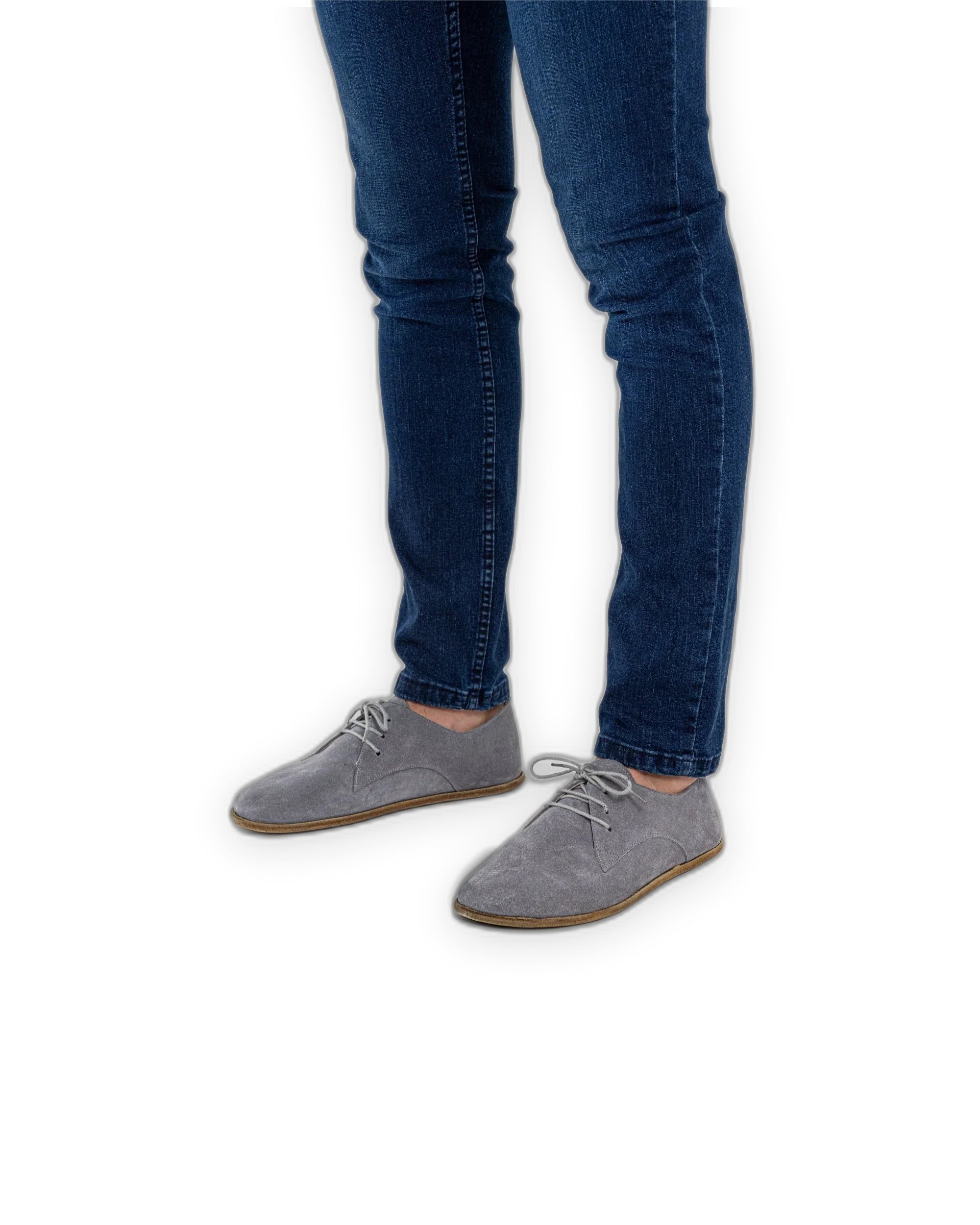 Side view Grey Oxford Shoes - Calf Leather Zero Drop | Bespoky
