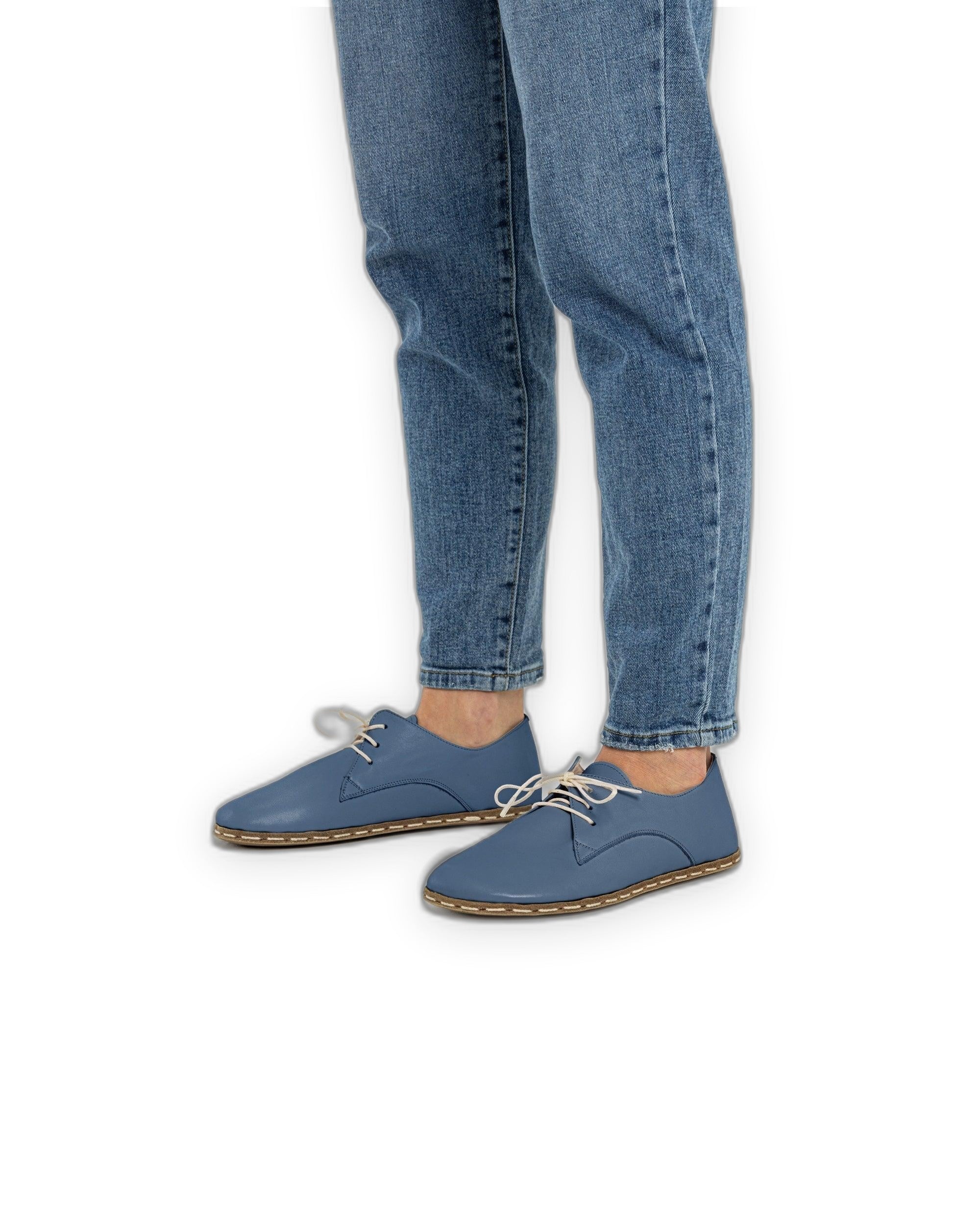 Detail Jean Blue Oxford Shoes - Handcrafted Calf Leather Turkey | Bespoky