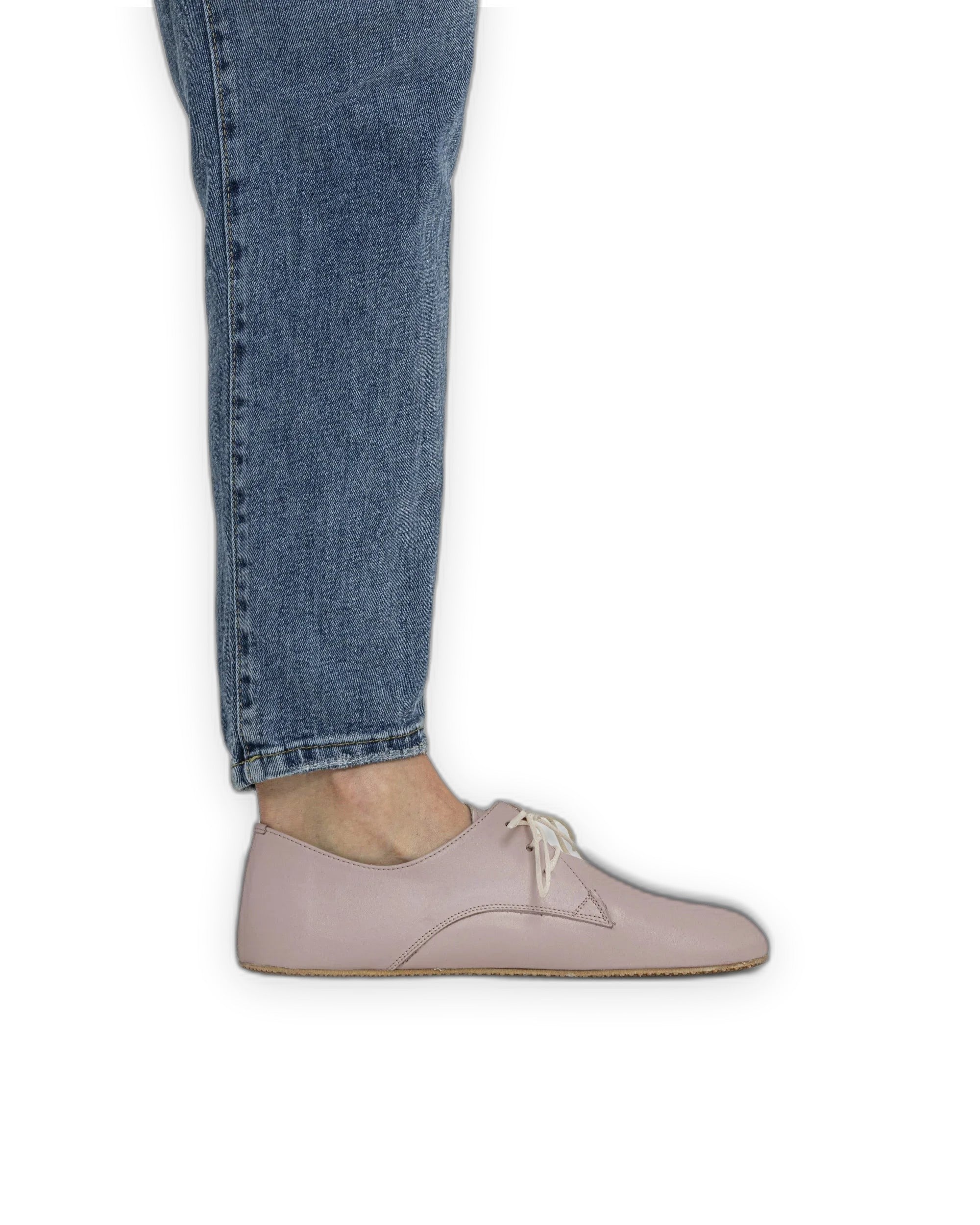 Pair Pink Oxford Shoes - Barefoot Wide Toe Calf Leather | Bespoky