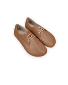 Women's Tan Oxford Shoes - Handcrafted Calf Leather Wide Toe Box | Bespoky