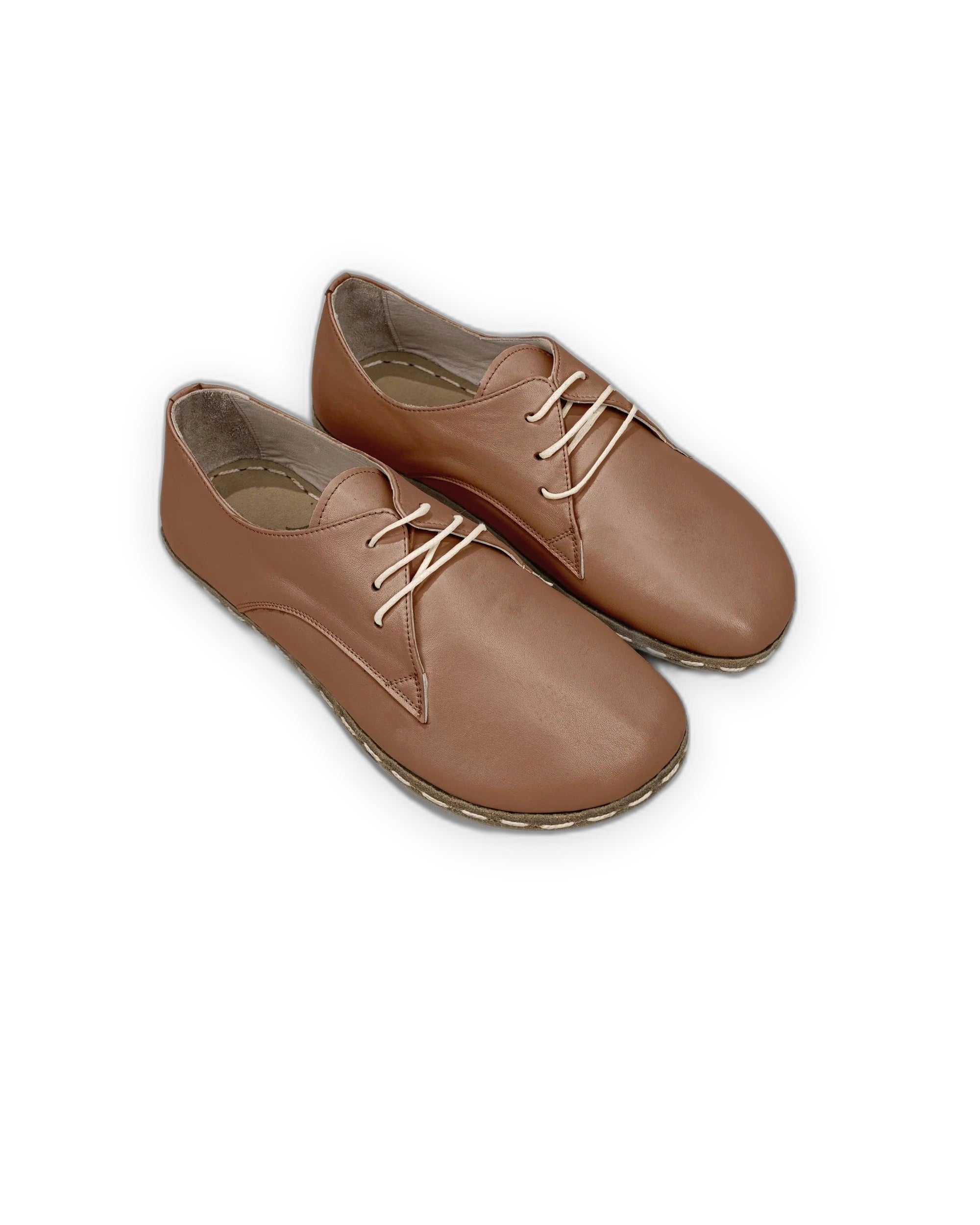 Women's Tan Oxford Shoes - Handcrafted Calf Leather Wide Toe Box | Bespoky