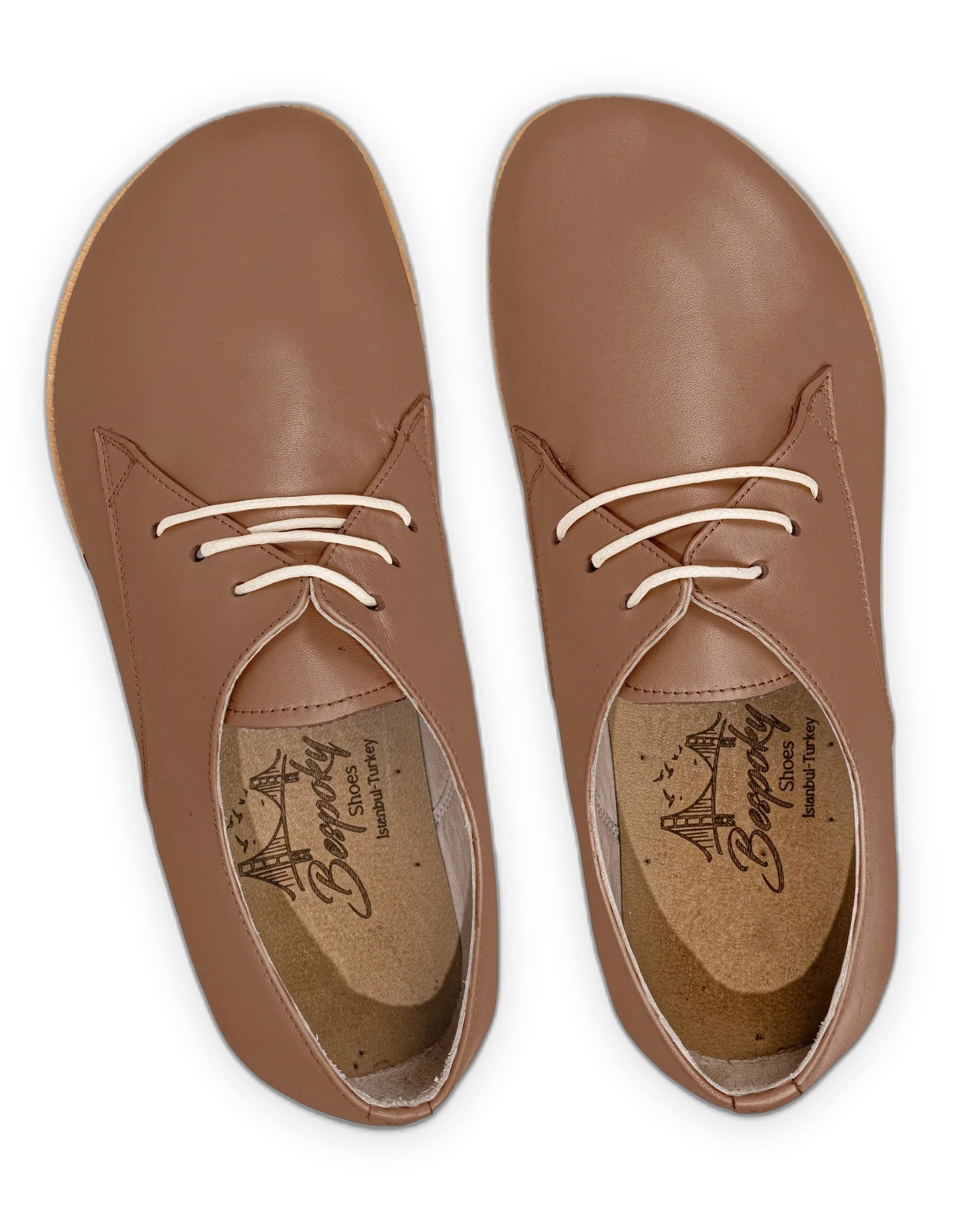 Side view Tan Oxford Shoes - Calf Leather Zero Drop | Bespoky