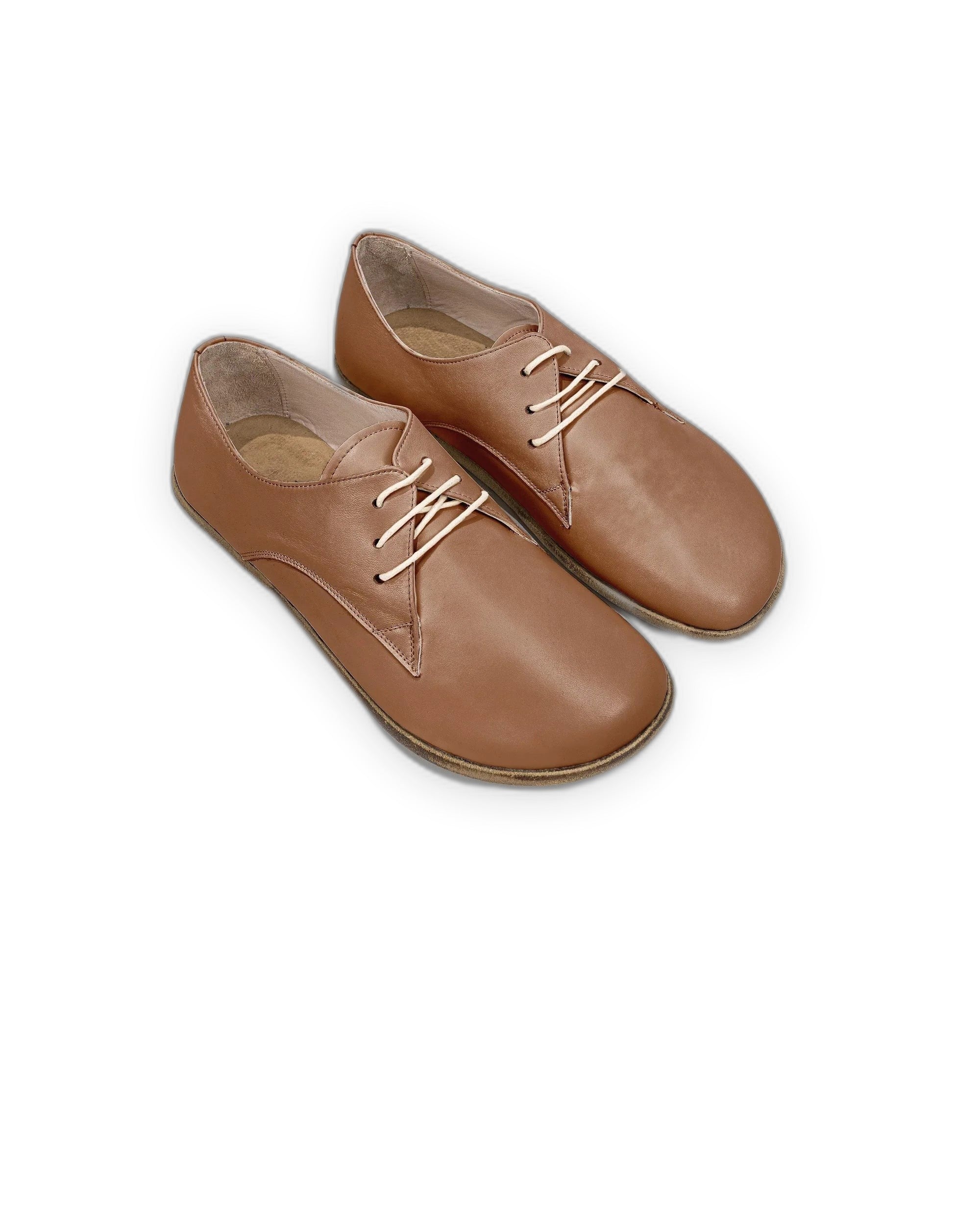 Women's Tan Oxford Shoes - Handcrafted Calf Leather Wide Toe Box | Bespoky