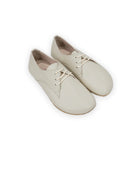 Women's Lucas Beige Oxford Shoes - Handcrafted Calf Leather Wide Toe Box | Bespoky