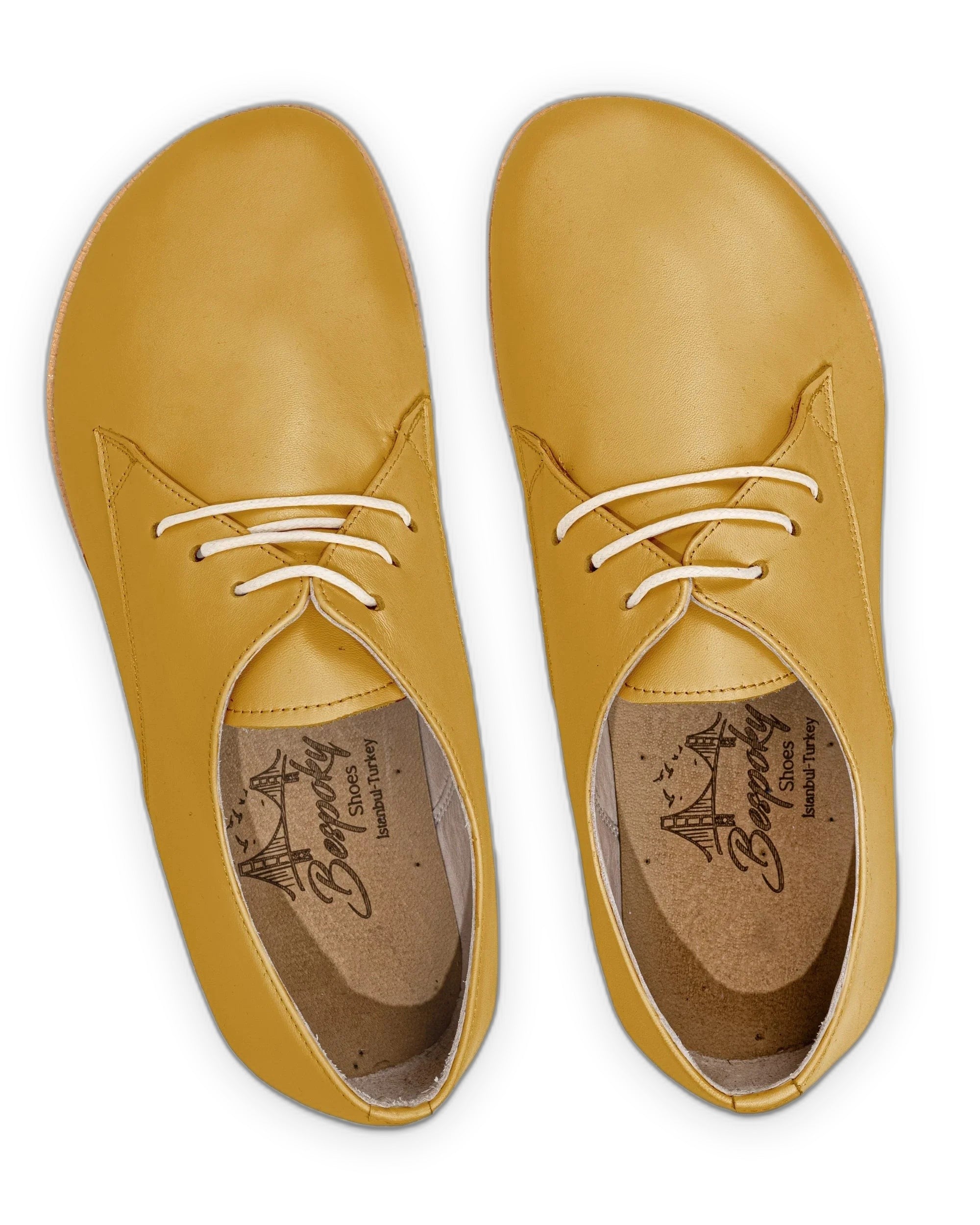 Side view Mustard Oxford Shoes - Calf Leather Zero Drop | Bespoky