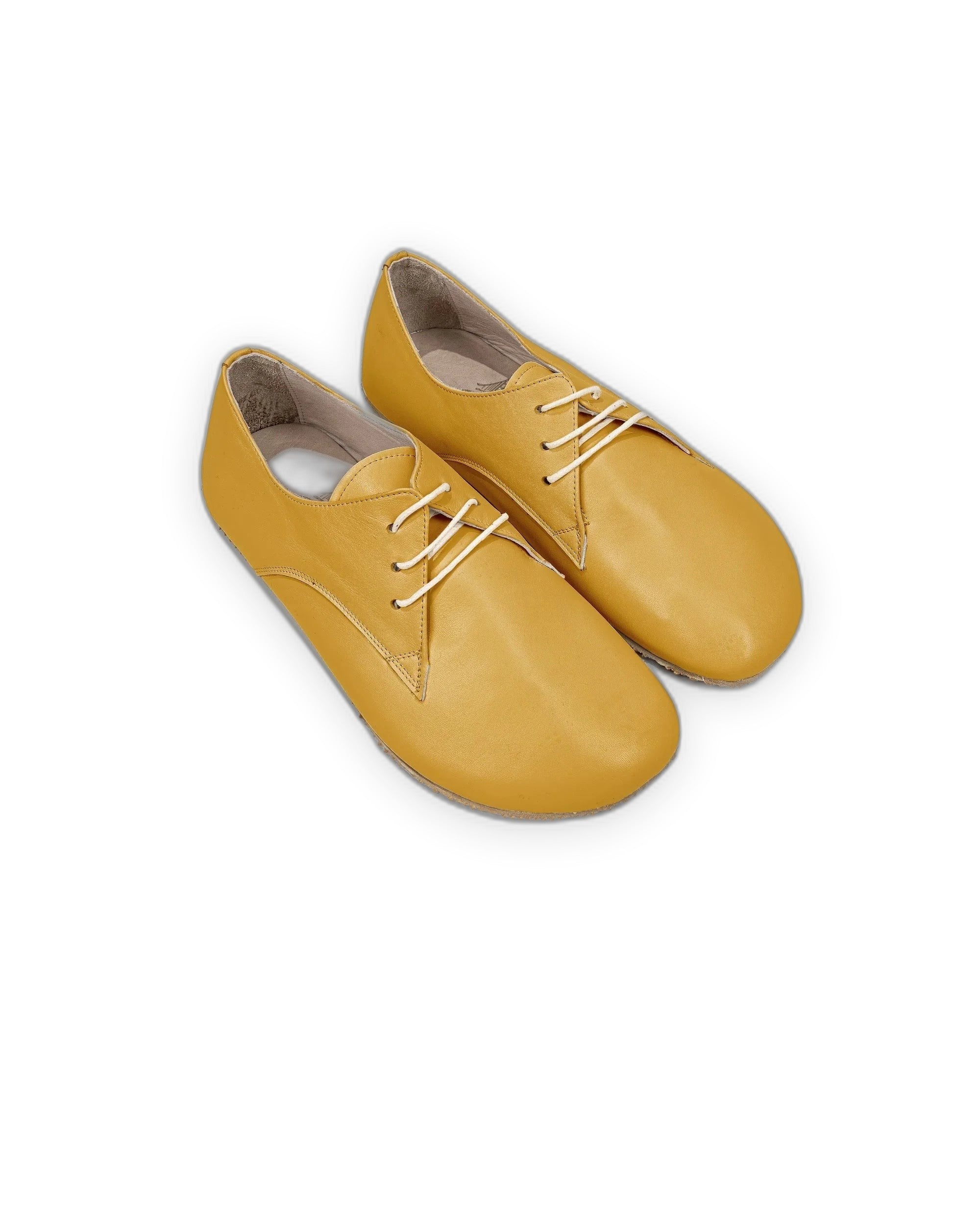 Women's Mustard Oxford Shoes - Handcrafted Calf Leather Wide Toe Box | Bespoky