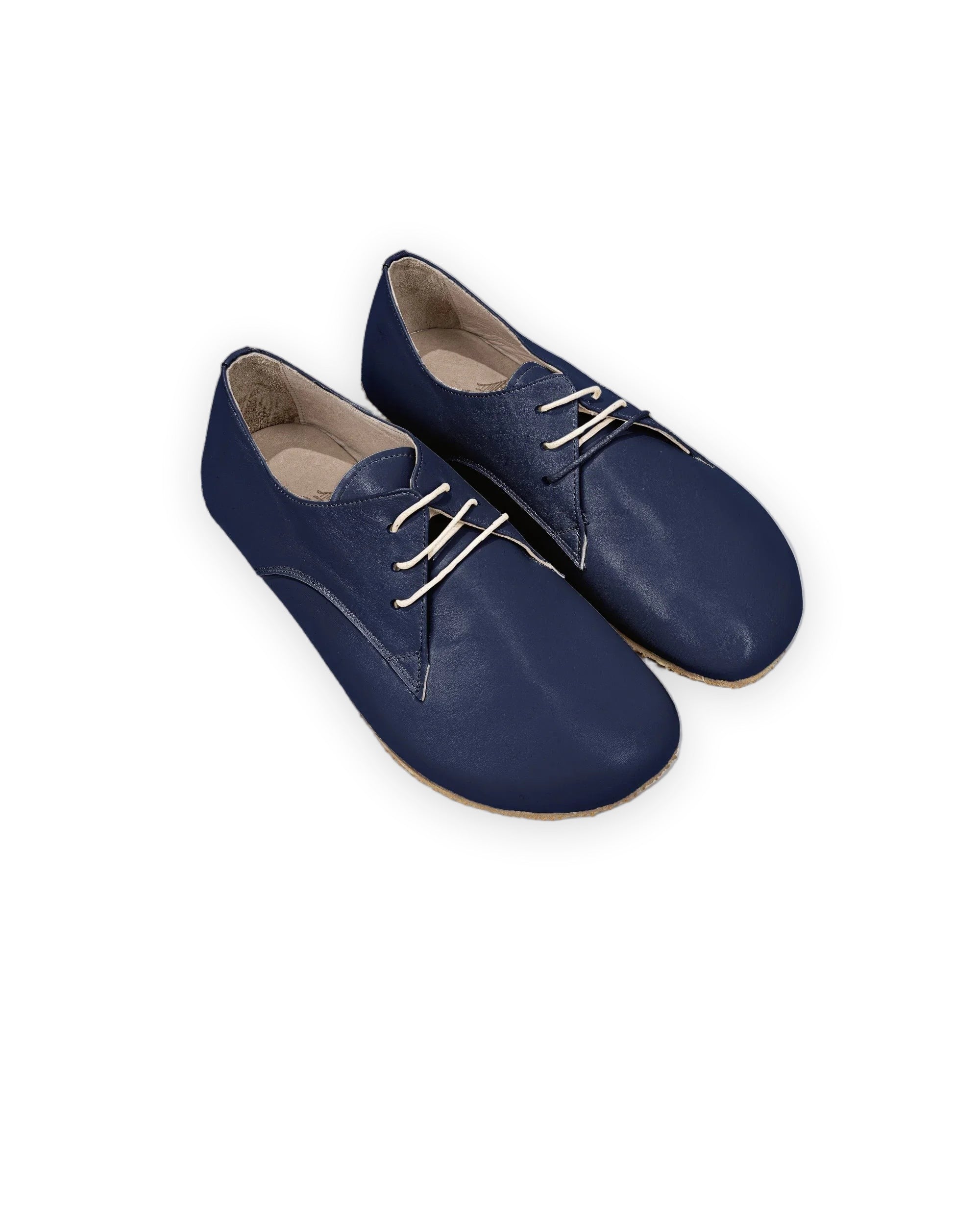 Women's Navy Blue Oxford Shoes - Handcrafted Calf Leather Wide Toe Box | Bespoky