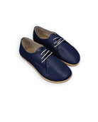 Women's Navy Blue Oxford Shoes - Handcrafted Calf Leather Wide Toe Box | Bespoky