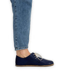 Pair Navy Blue Oxford Shoes - Barefoot Wide Toe Calf Leather | Bespoky