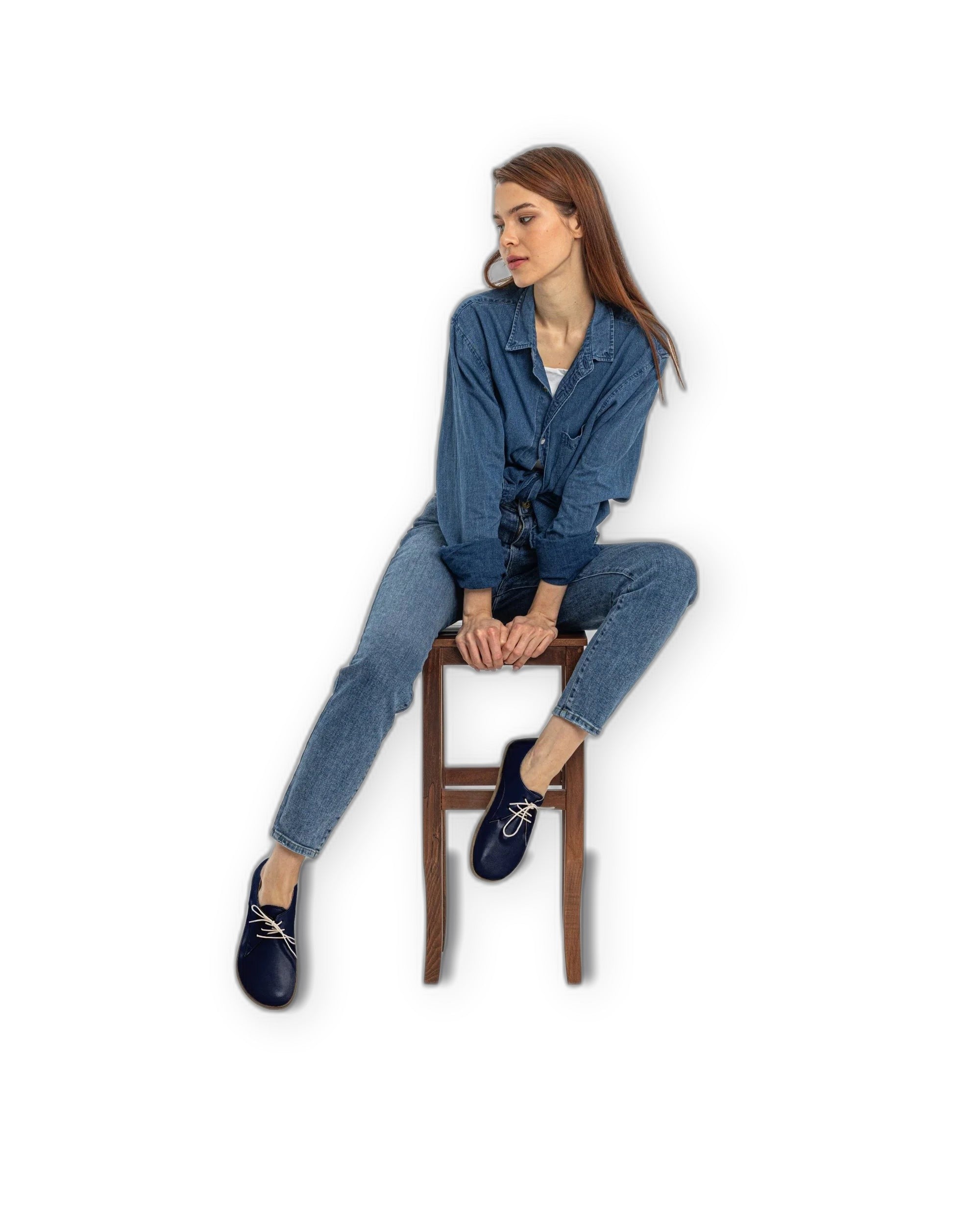 Back view Navy Blue Oxford Shoes - Calf Leather Handcrafted | Bespoky