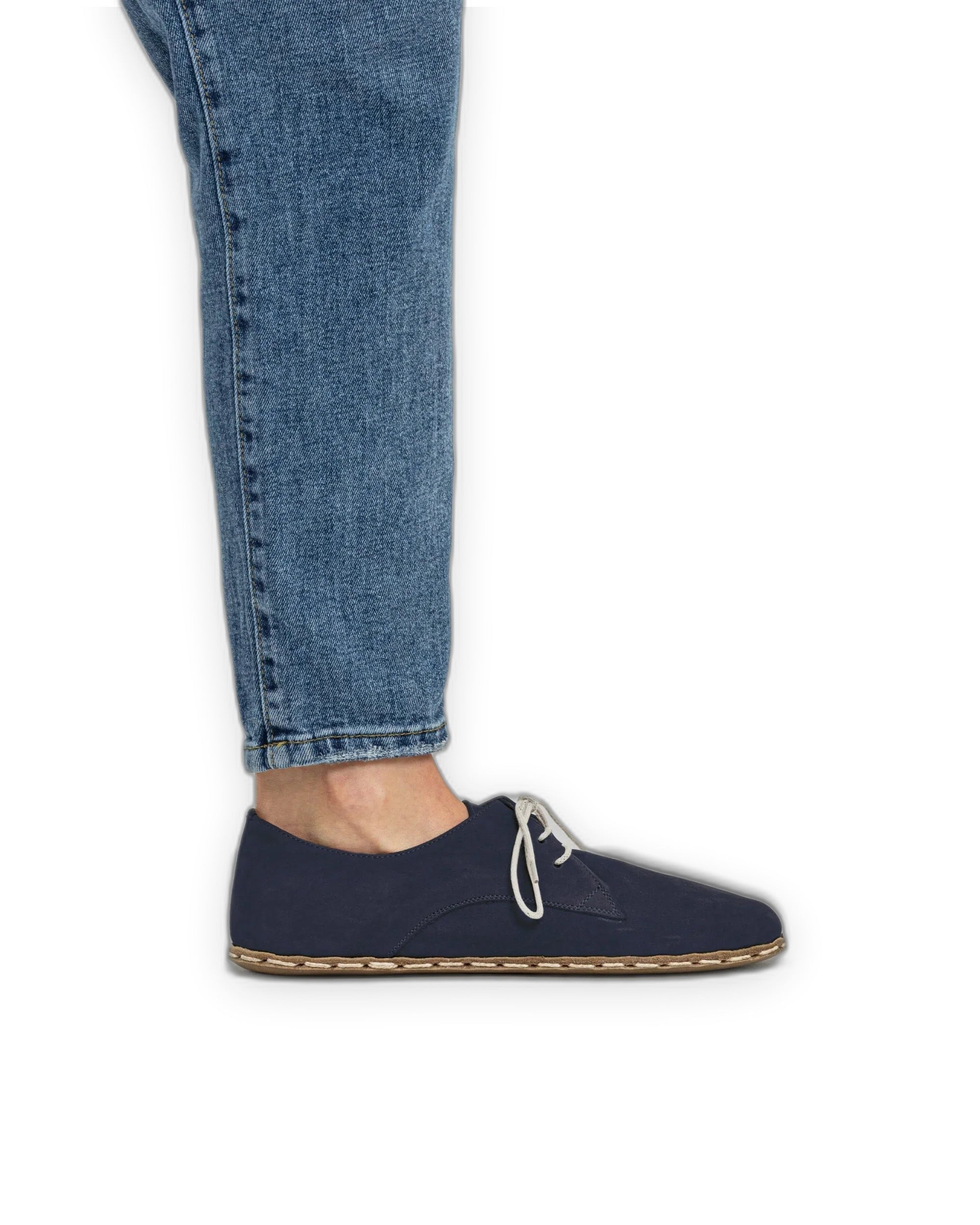 Pair Navy Oxford Shoes - Barefoot Wide Toe Calf Leather | Bespoky