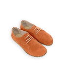 Women's Orange Oxford Shoes - Handcrafted Calf Leather Wide Toe Box | Bespoky