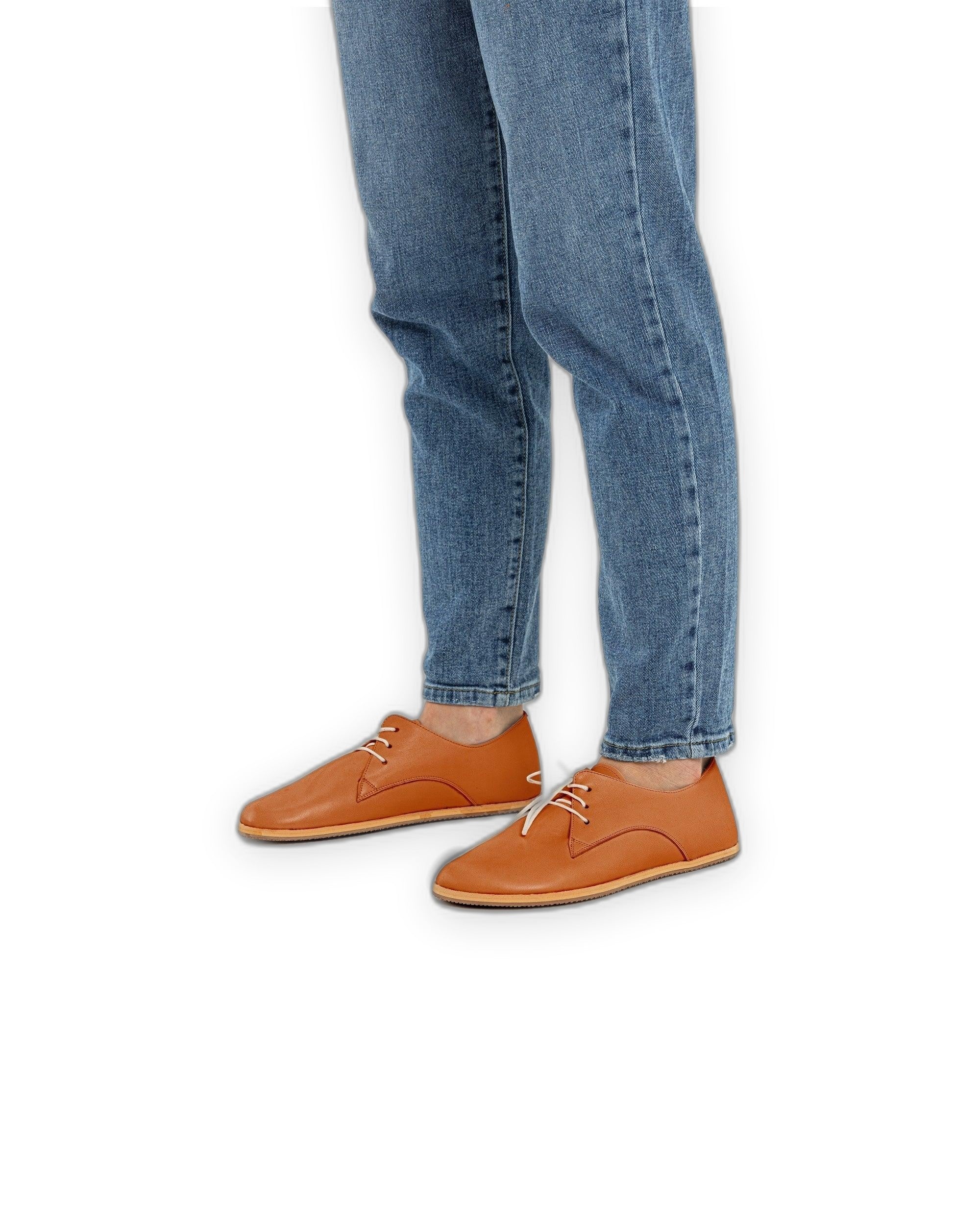 Detail Orange Oxford Shoes - Handcrafted Calf Leather Turkey | Bespoky