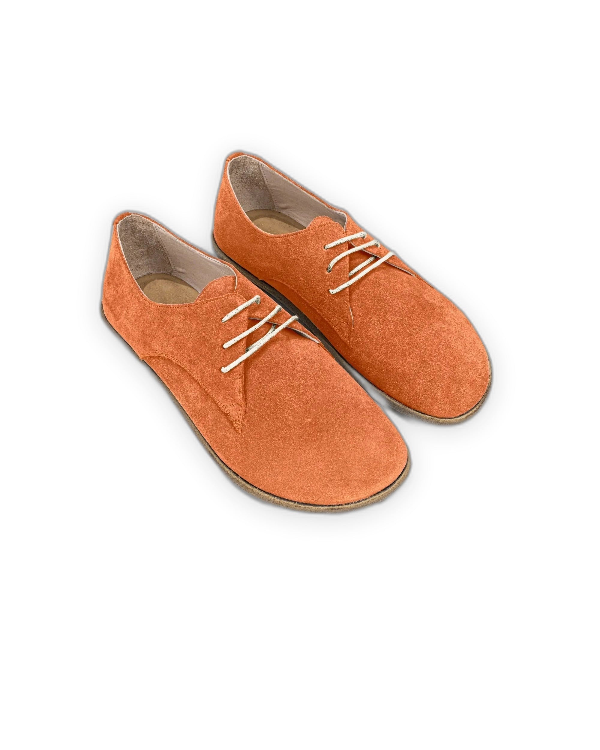 Women's Orange Oxford Shoes - Handcrafted Calf Leather Wide Toe Box | Bespoky