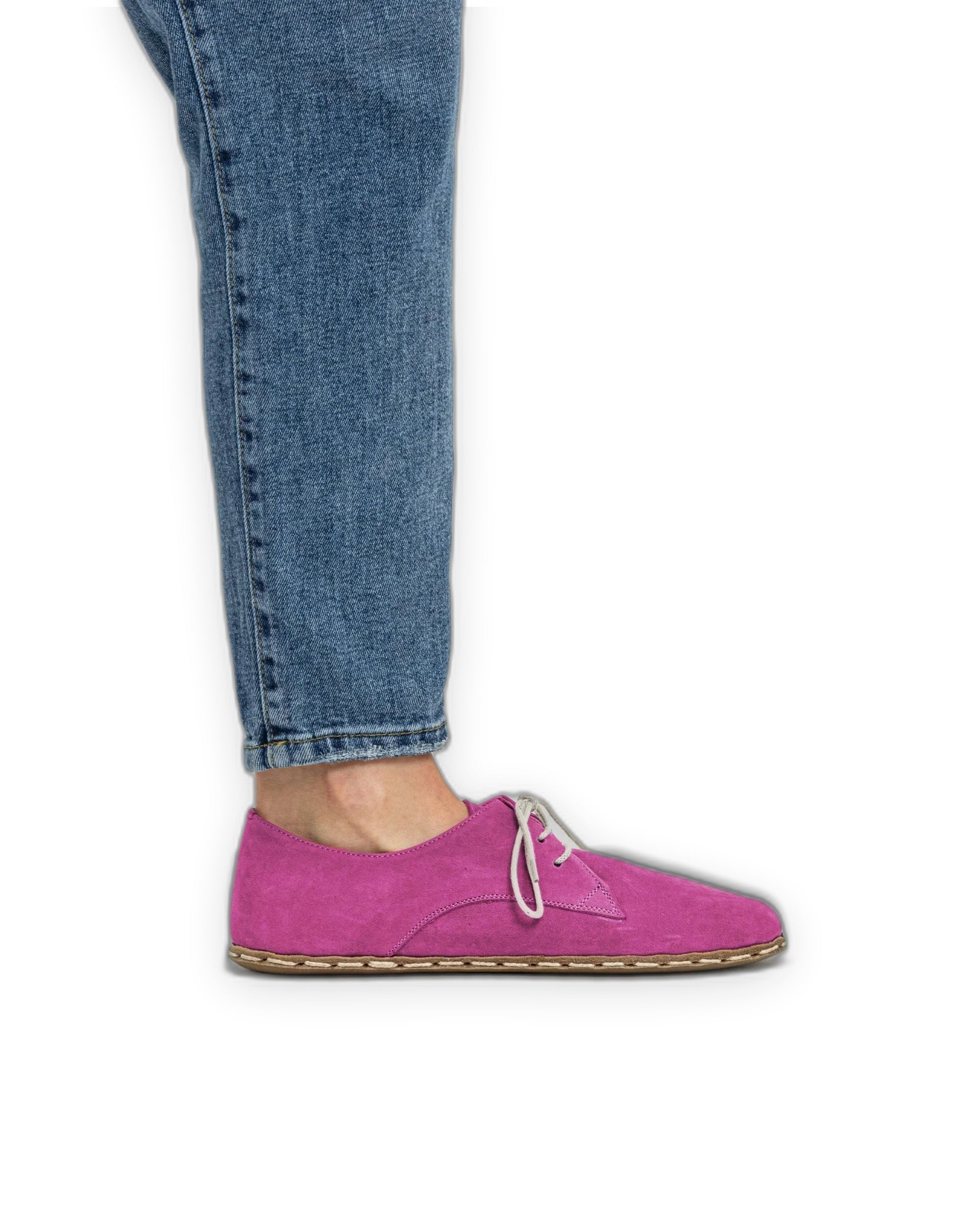 Pair Pink Oxford Shoes - Barefoot Wide Toe Calf Leather | Bespoky
