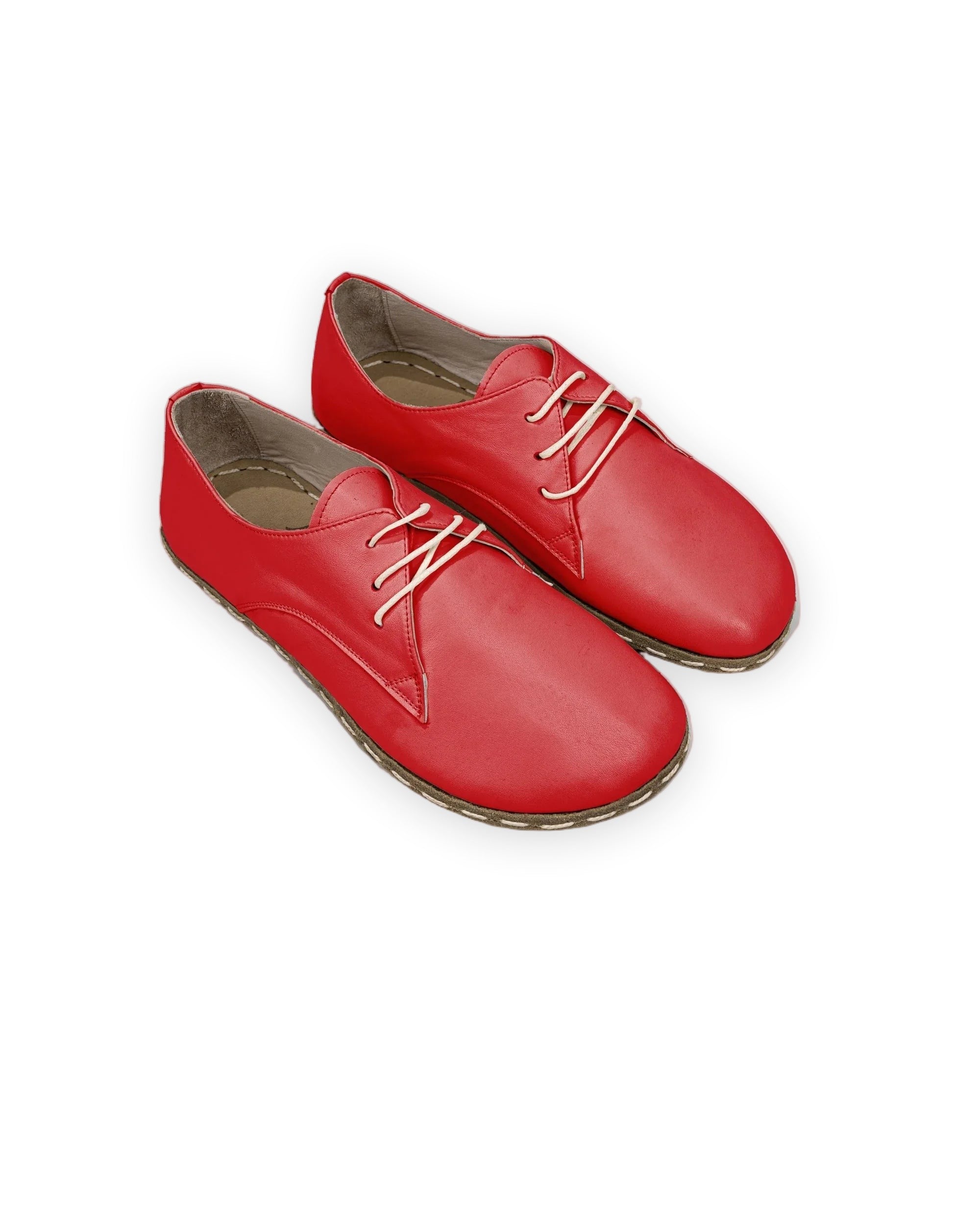 Women's Red Oxford Shoes - Handcrafted Calf Leather Wide Toe Box | Bespoky