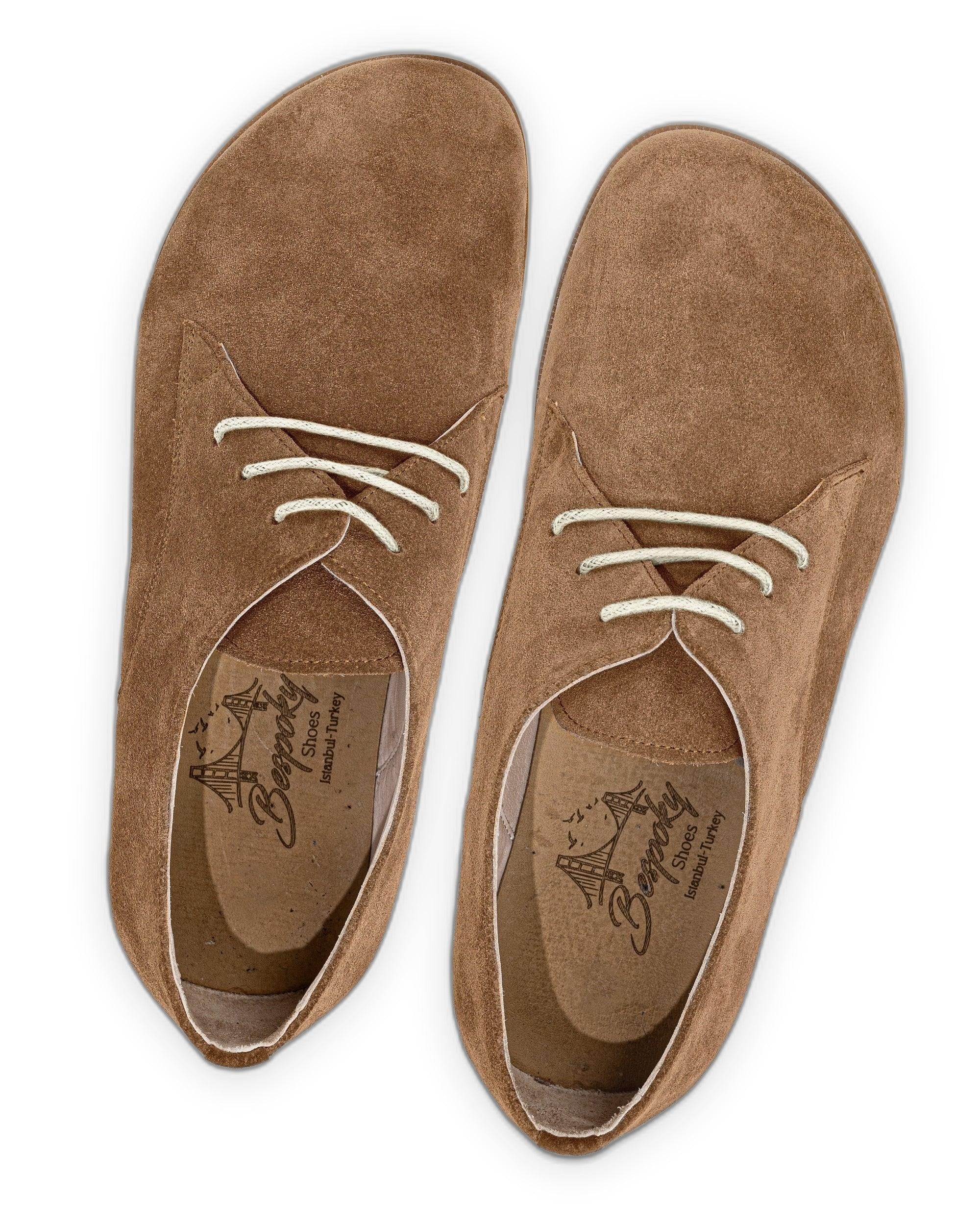 Side view Tan Oxford Shoes - Calf Leather Zero Drop | Bespoky