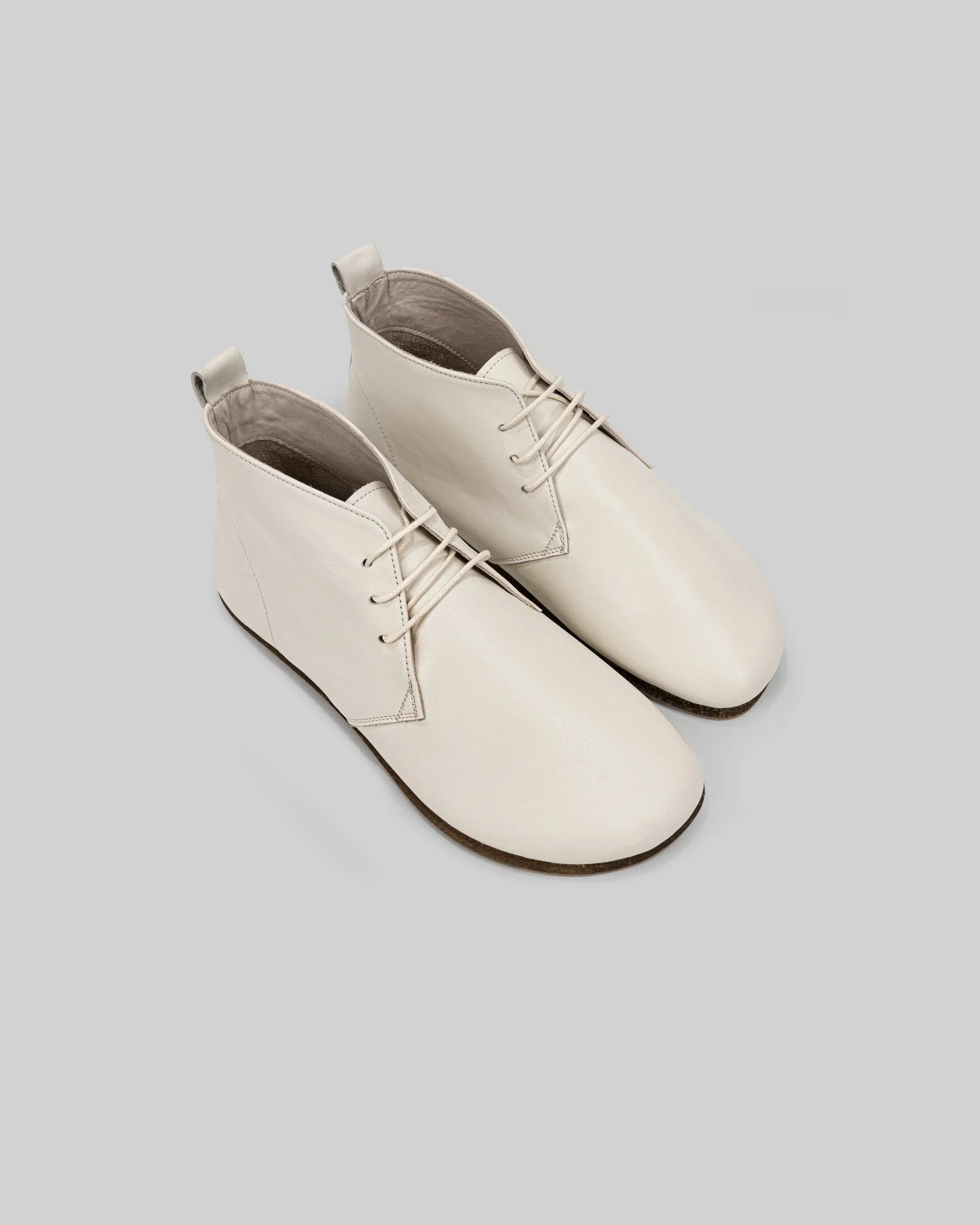 Men's Cream Ankle Boots - Handcrafted Calf Leather Wide Toe Box | Bespoky