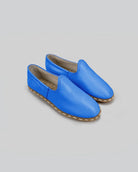 Men's Blue Yemeni Shoes - Handcrafted Calf Leather Wide Toe Box | Bespoky