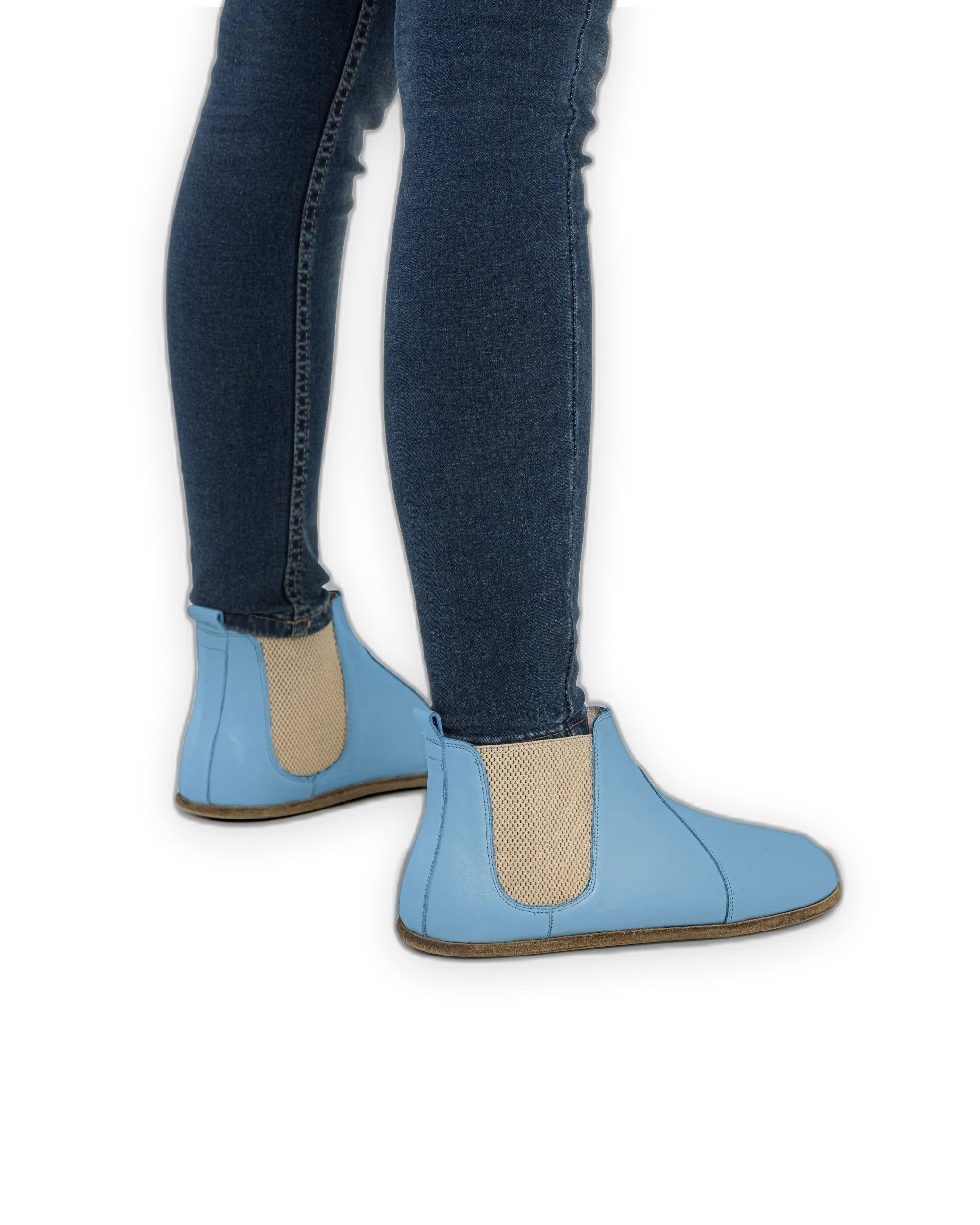 Pair Baby Blue Chelsea Boots - Barefoot Wide Toe Calf Leather | Bespoky