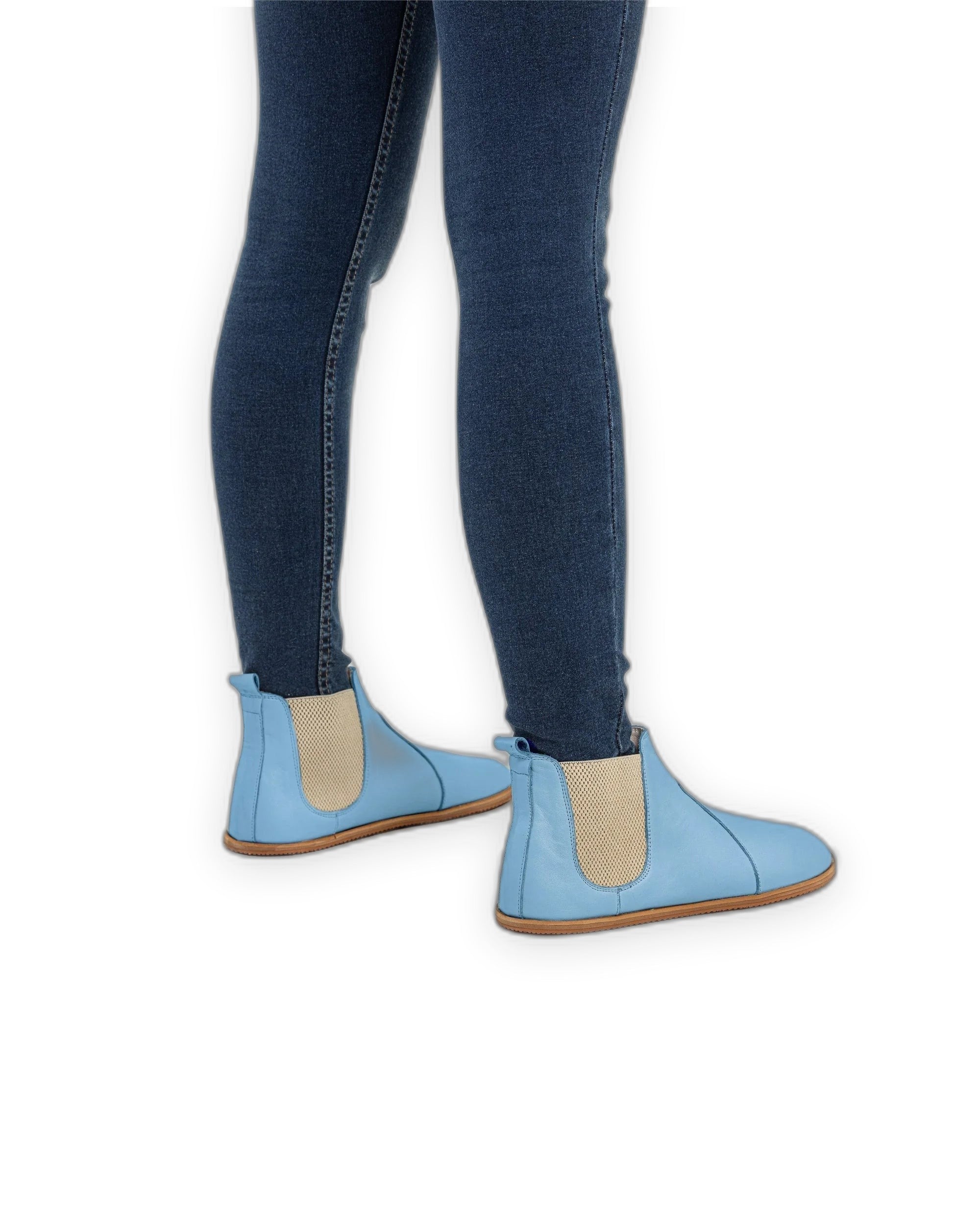 Pair Baby Blue Chelsea Boots - Barefoot Wide Toe Calf Leather | Bespoky