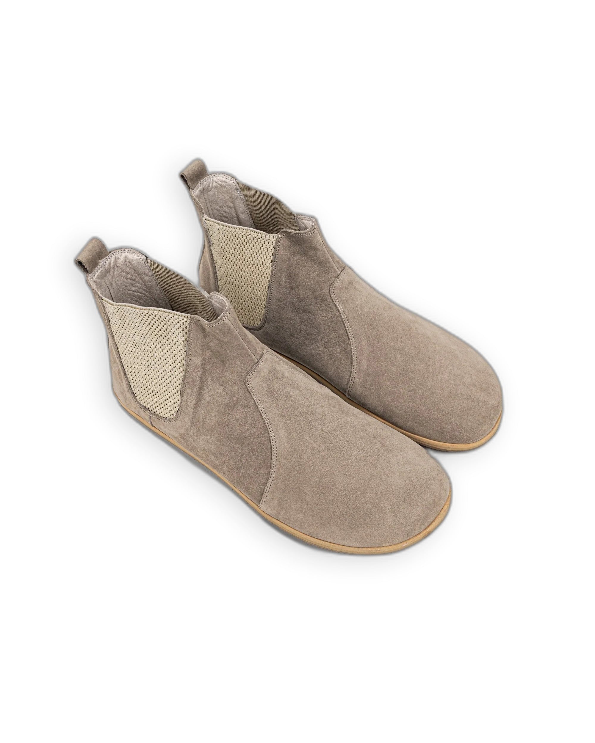 Men's Beige Nubuck Chelsea Boots - Handcrafted Calf Leather Wide Toe Box | Bespoky