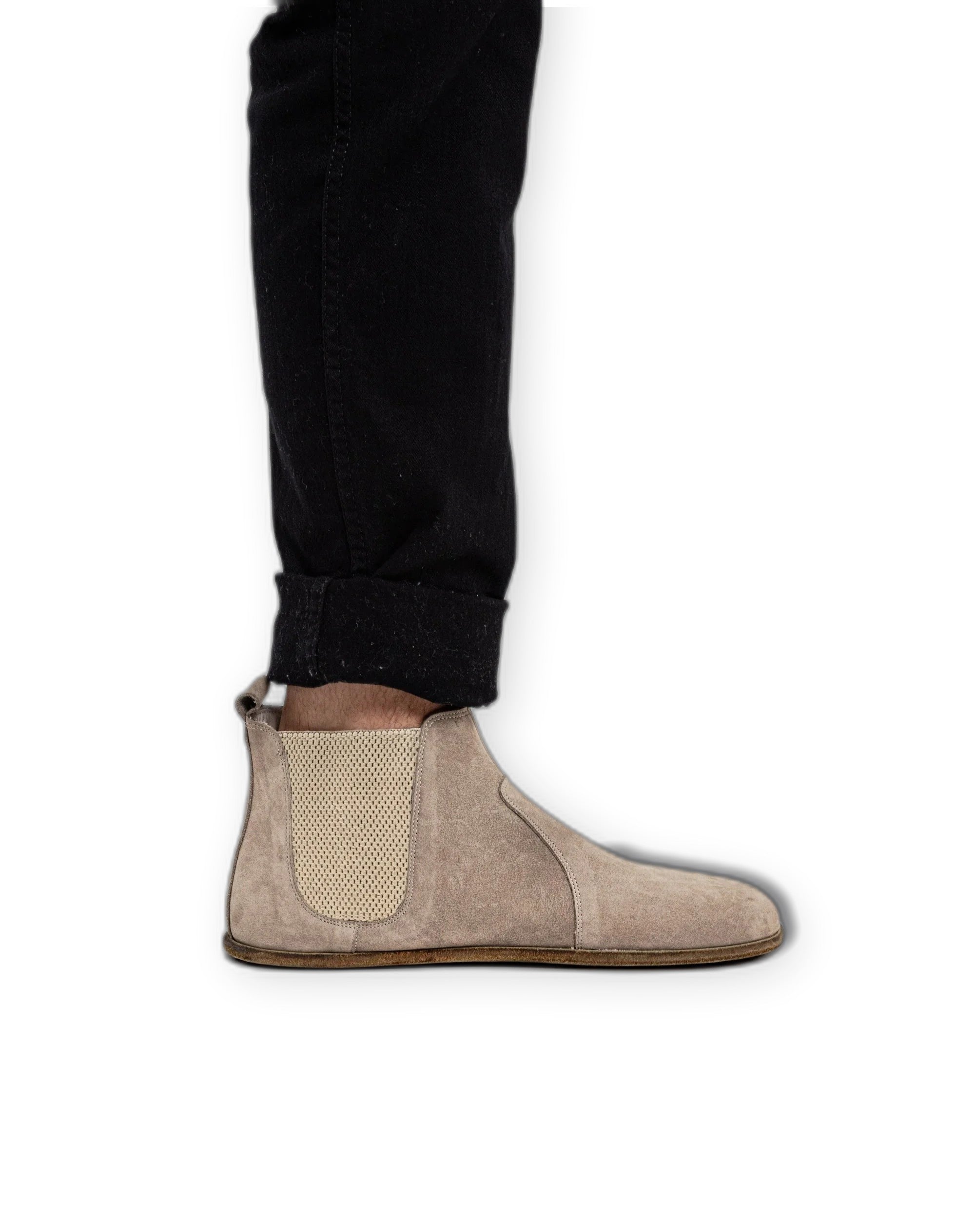 Back view Beige Nubuck Chelsea Boots - Calf Leather Handcrafted | Bespoky