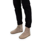 Men's Beige Nubuck Chelsea Boots - Handcrafted Calf Leather Wide Toe Box | Bespoky
