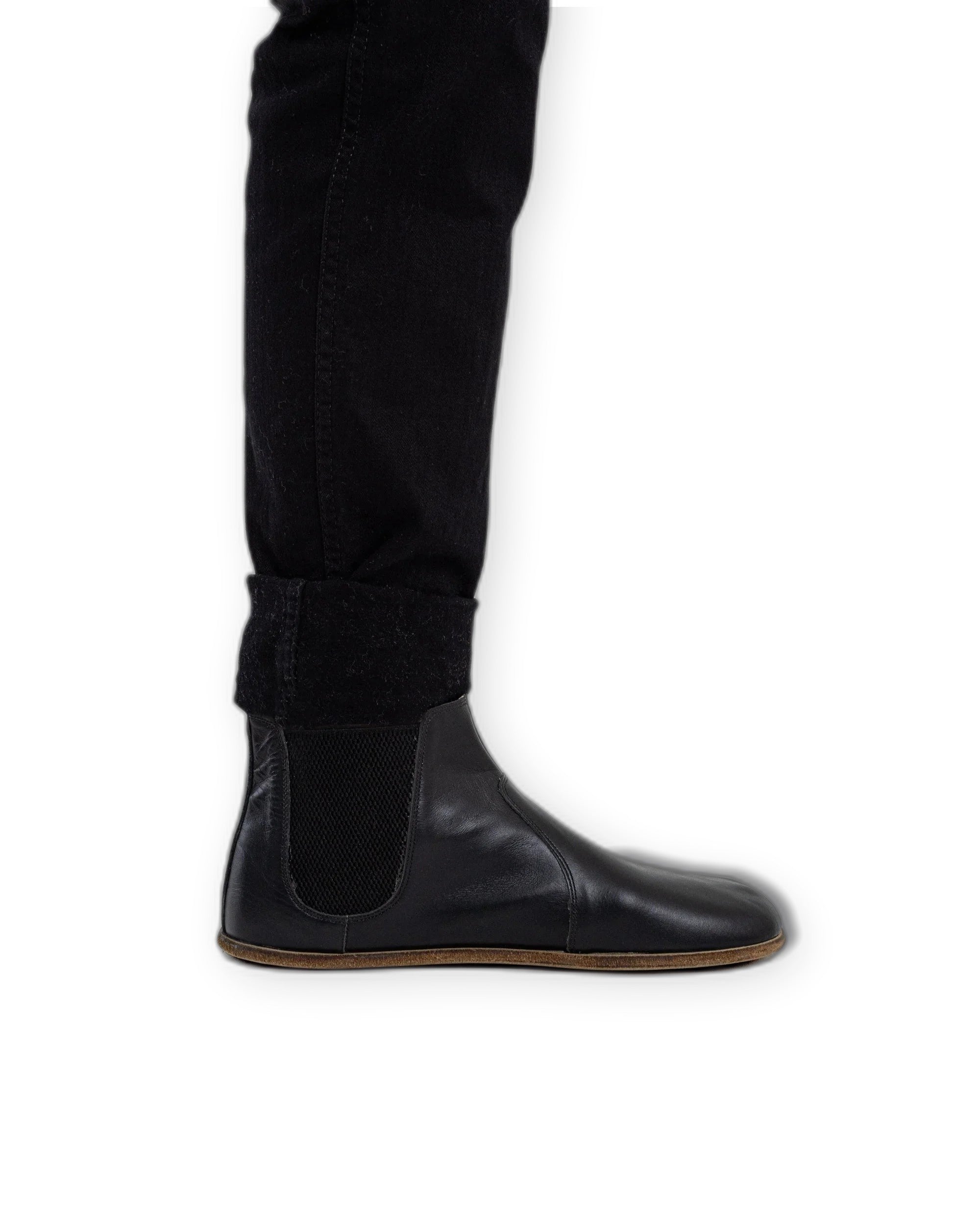 Side view Black Chelsea Boots - Calf Leather Zero Drop | Bespoky