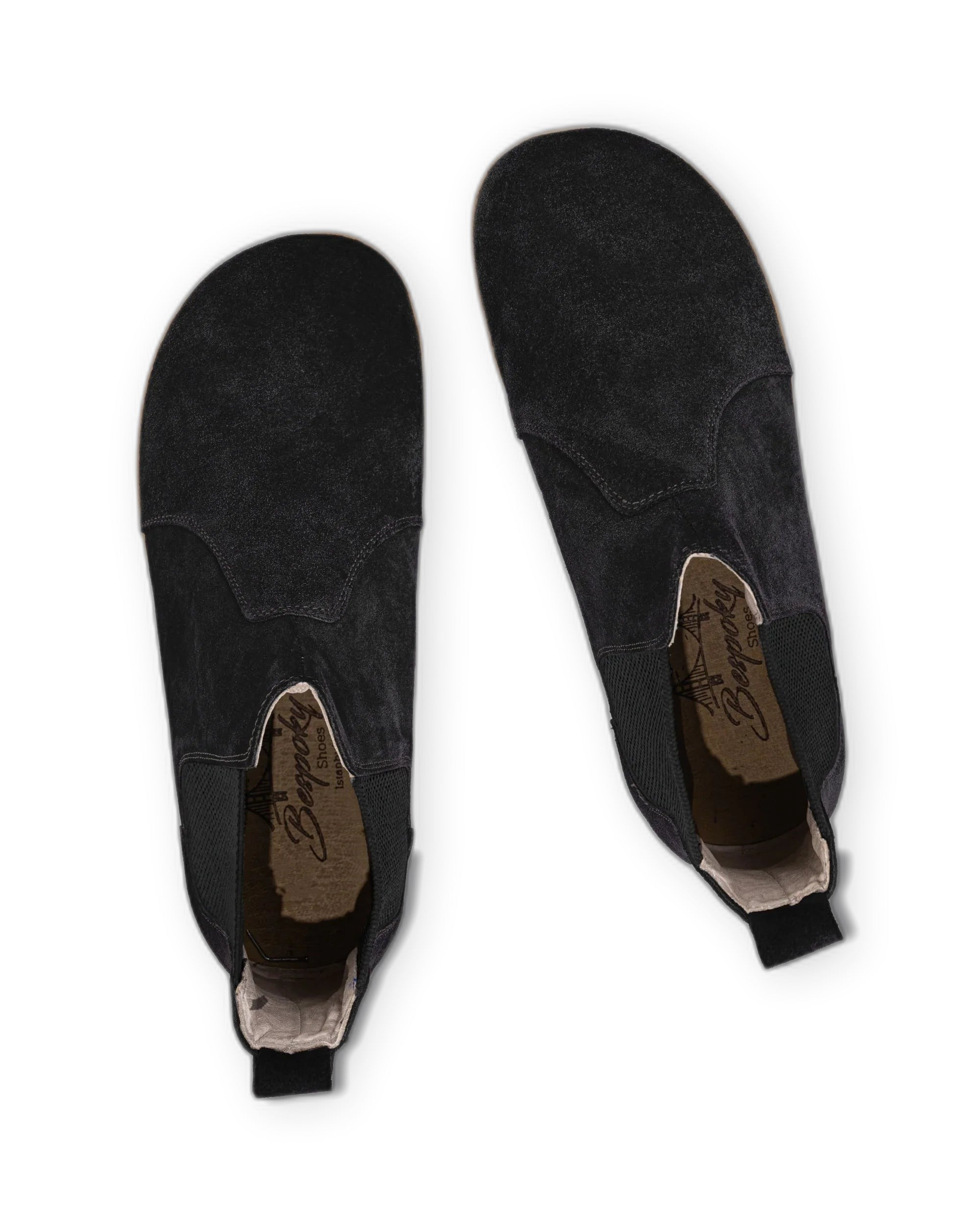 Side view Black Suede Chelsea Boots - Calf Leather Zero Drop | Bespoky