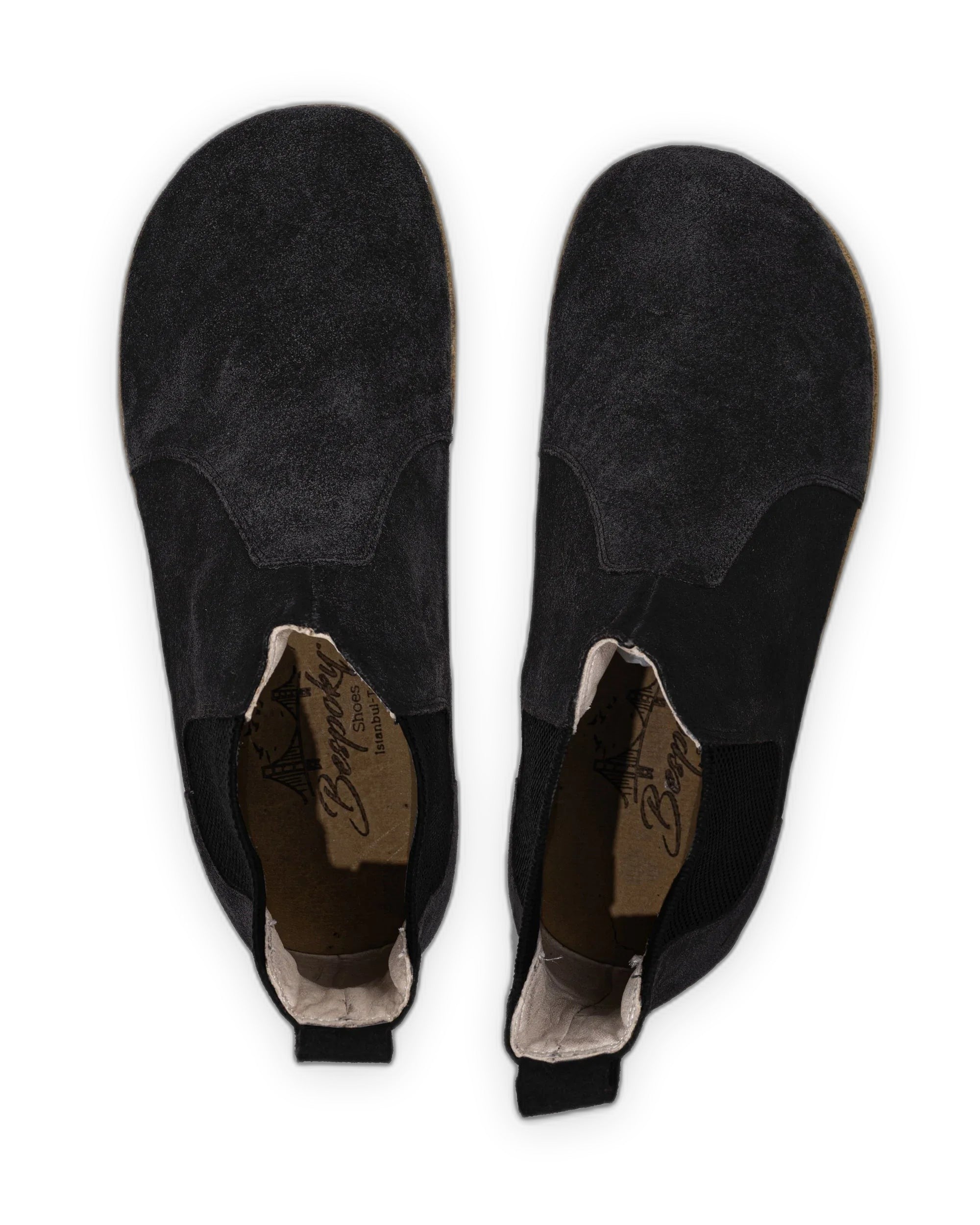 Side view Black Suede Chelsea Boots - Calf Leather Zero Drop | Bespoky