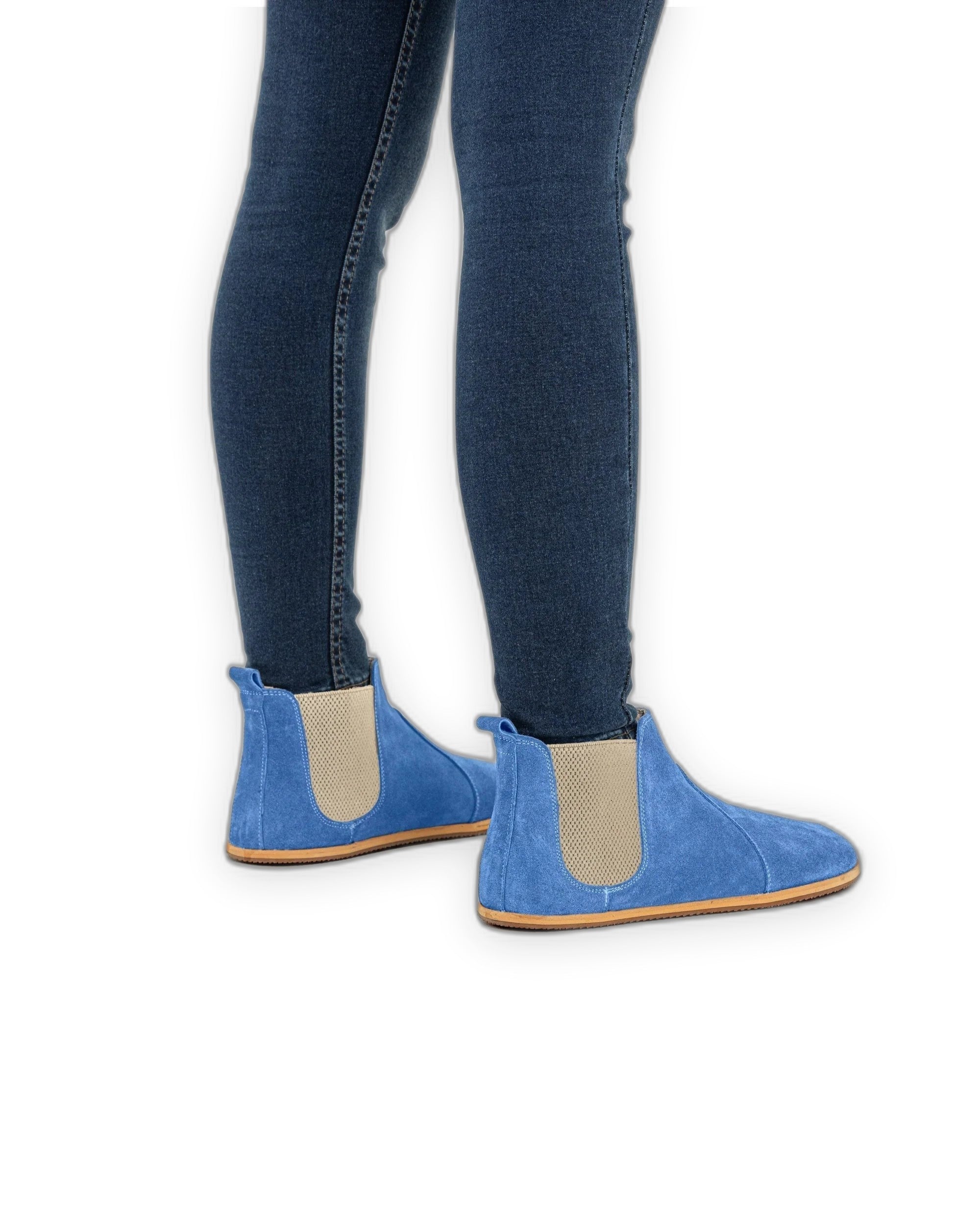 Detail Blue Suede Chelsea Boots - Handcrafted Calf Leather Turkey | Bespoky