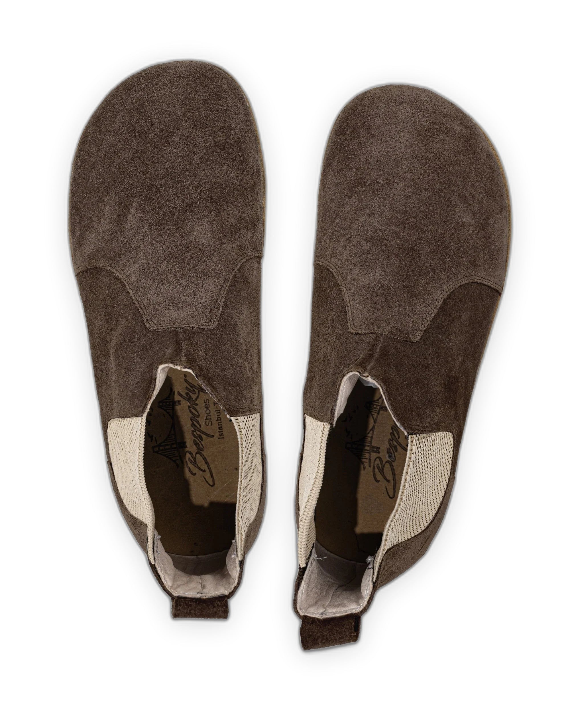 Side view Brown Suede Chelsea Boots - Calf Leather Zero Drop | Bespoky